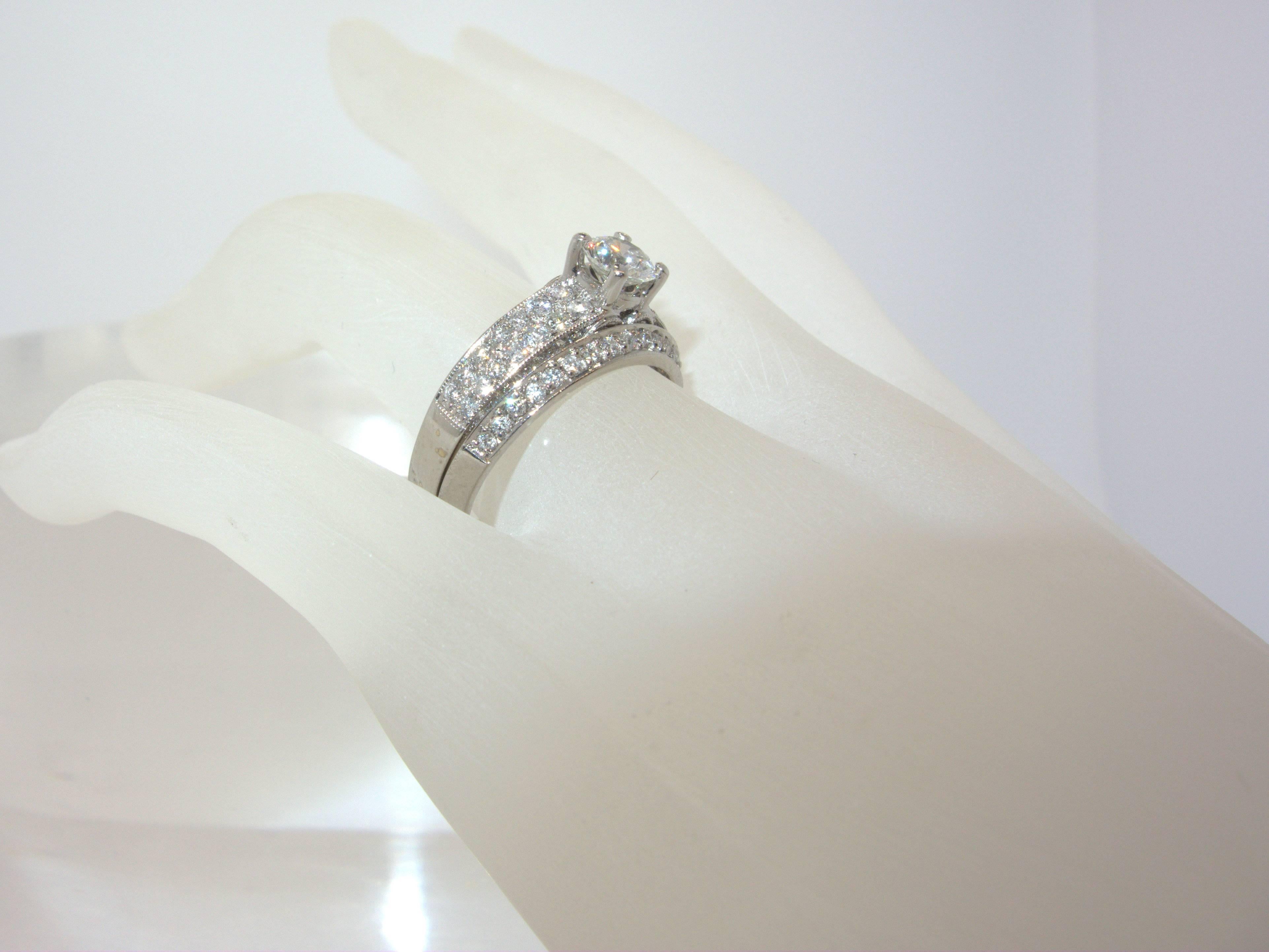 Diamond Gold Wedding Ring with Matching Band 1