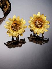 Gold Sunflower Earrings
