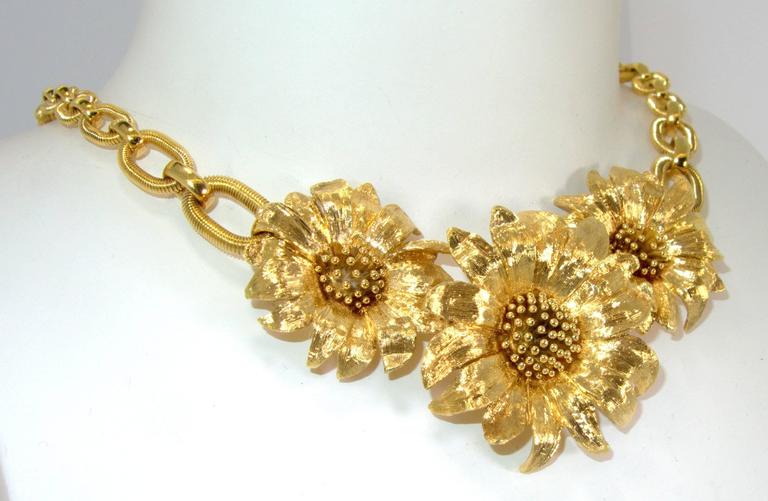 Gold Sunflower Necklace, Flower Jewelry, Brass Sunflower, 18K Gold Plated, Mnmalstc Jewelry