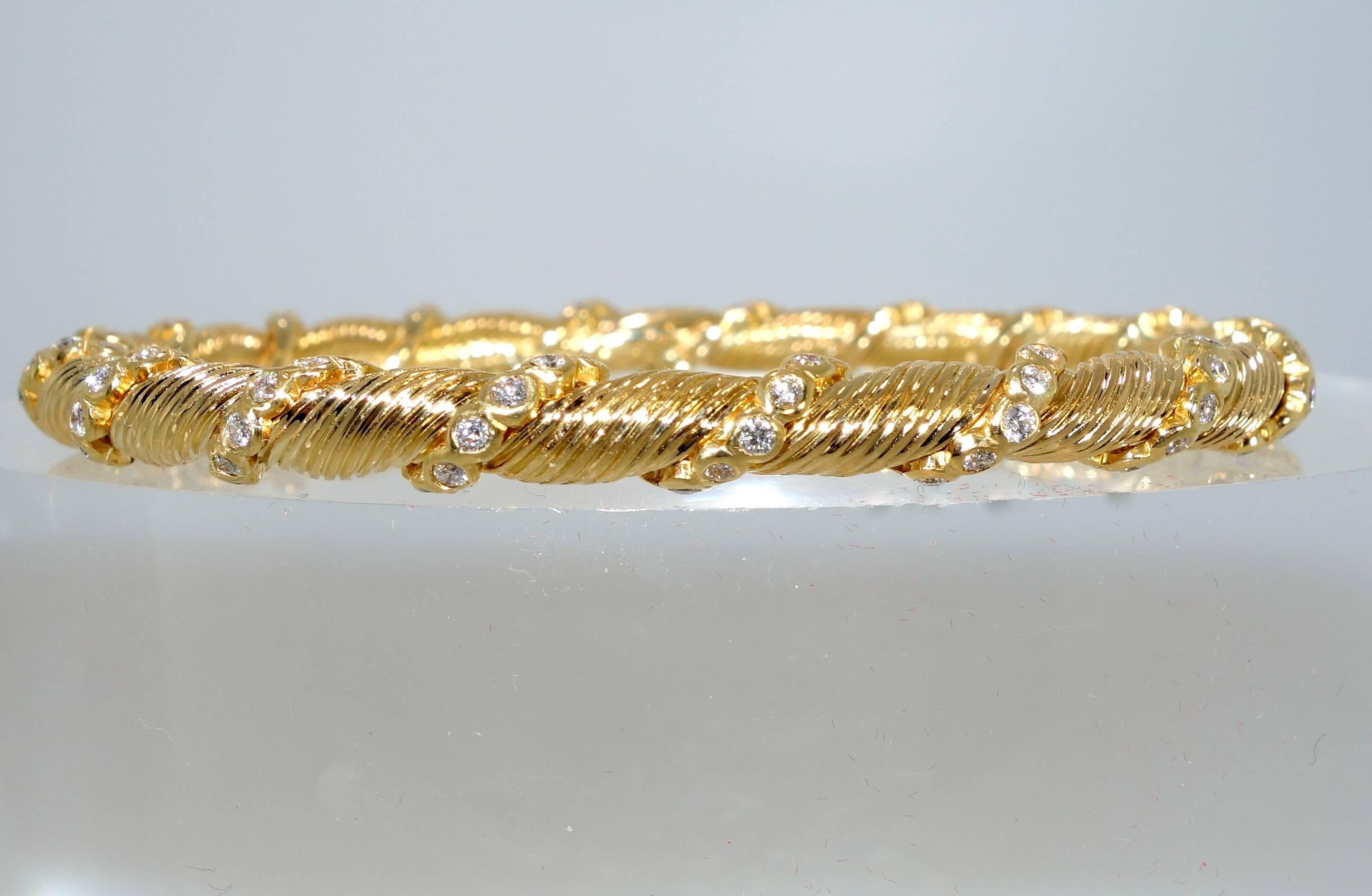 Women's Van Cleef & Arpels Diamond Gold Bangle Bracelet