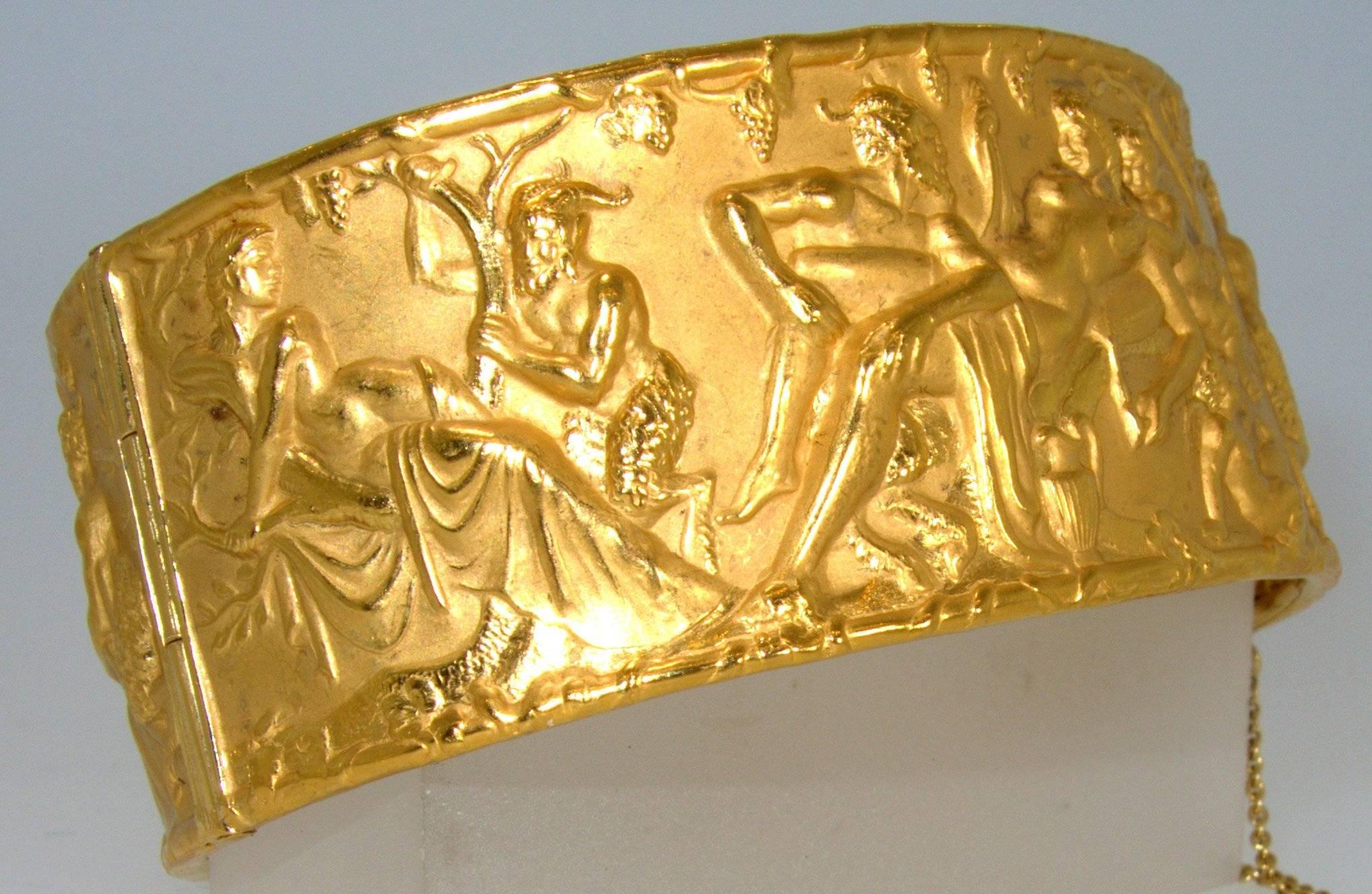 Women's or Men's Carrera y Carrera Erotic Gold Bangle Bracelet