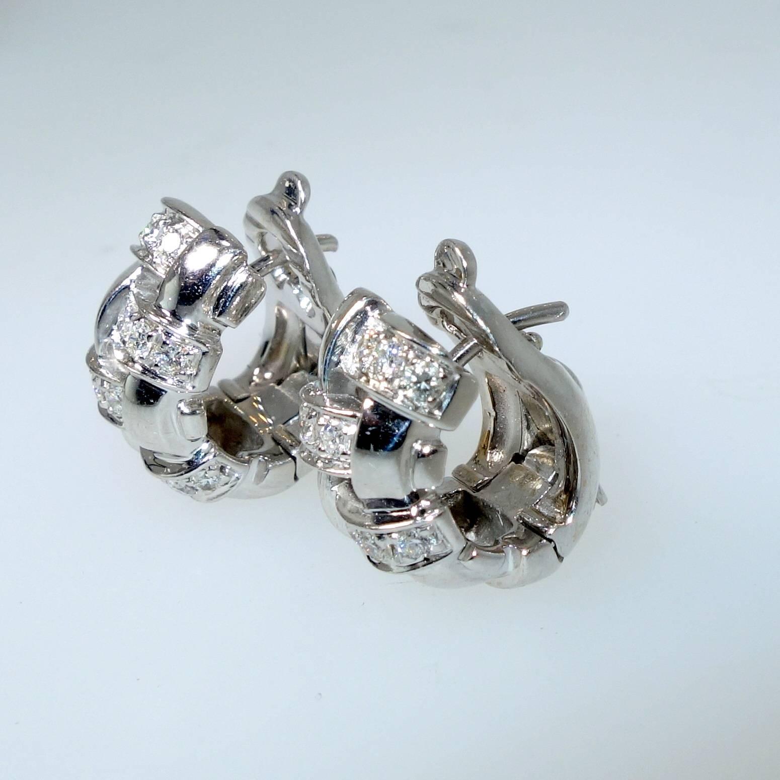Contemporary Tiffany & Co. Diamond Gold Hoop Earrings