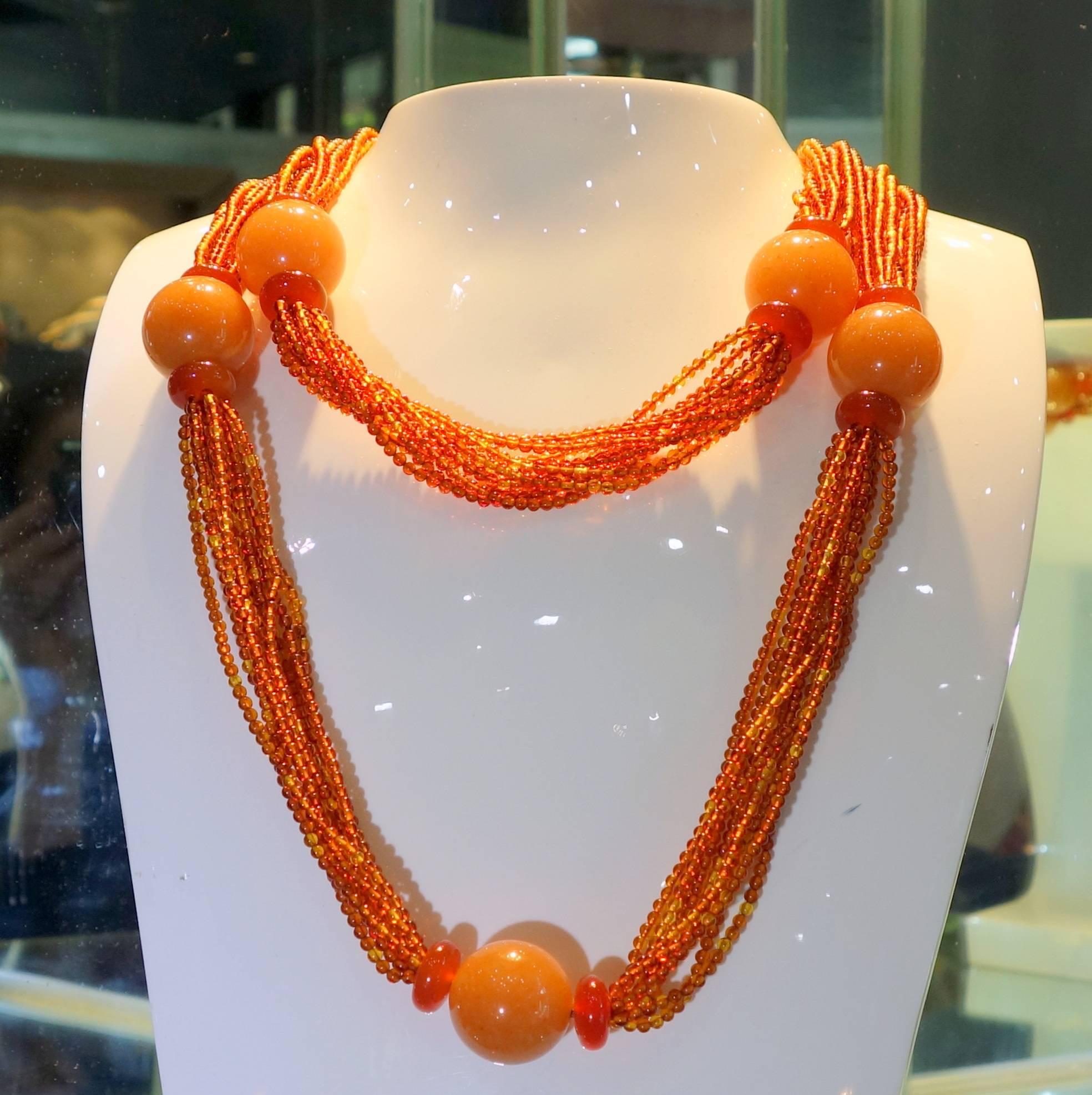 Women's Carnelian and amber necklace