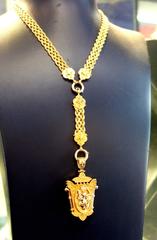 1860s Victorian Braided Gold Necklace and Locket