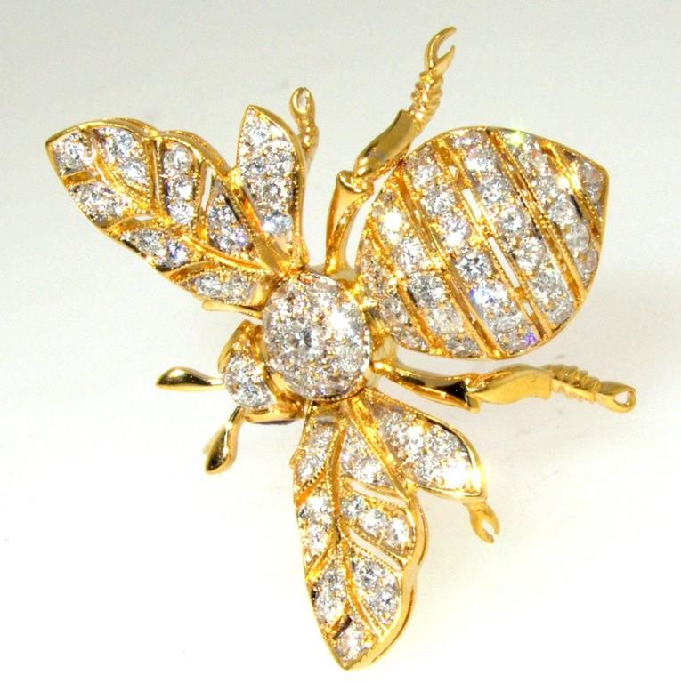 Diamond Gold Bumble Bee Brooch at 1stDibs