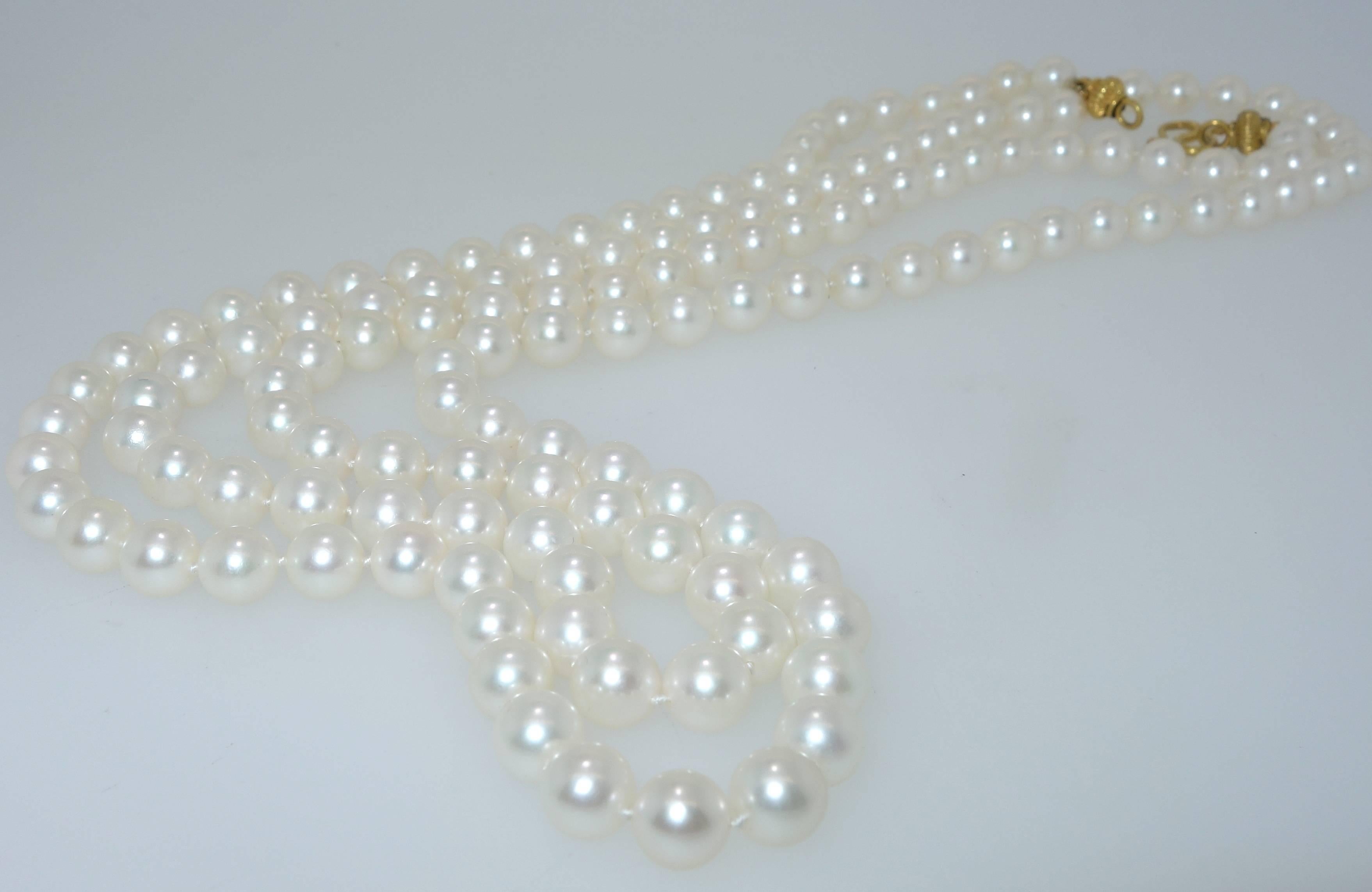 Women's Fine double strand of pearls.
