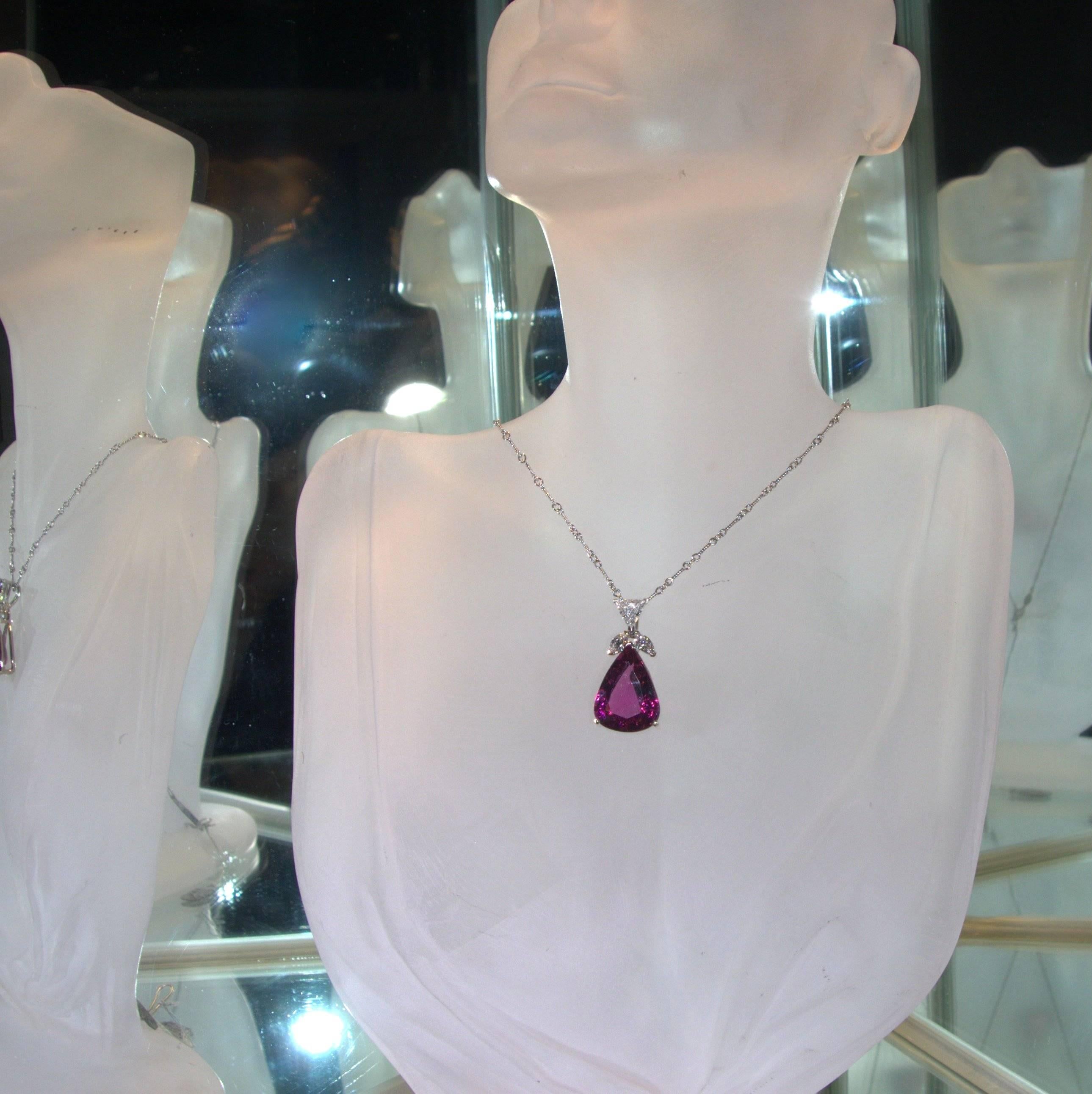Women's Rubellite and Diamond Pendant