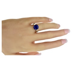 AGL Certified 8.463 ct. Unheated & Untreated Blue Sapphire & Fine Diamond Ring