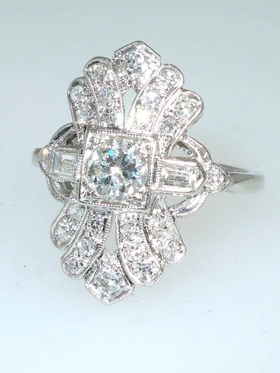 Antique Edwardian Diamond Platinum Ring In Excellent Condition In Aspen, CO