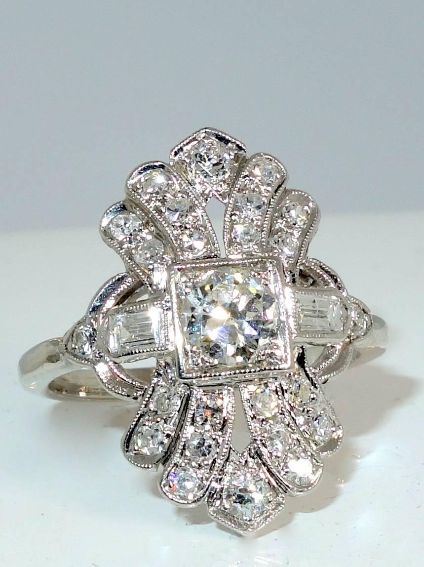 Women's Antique Edwardian Diamond Platinum Ring