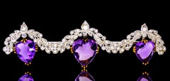 Antique Heart shaped Amethyst Brooch with Diamond, Edwardian, circa 1910
