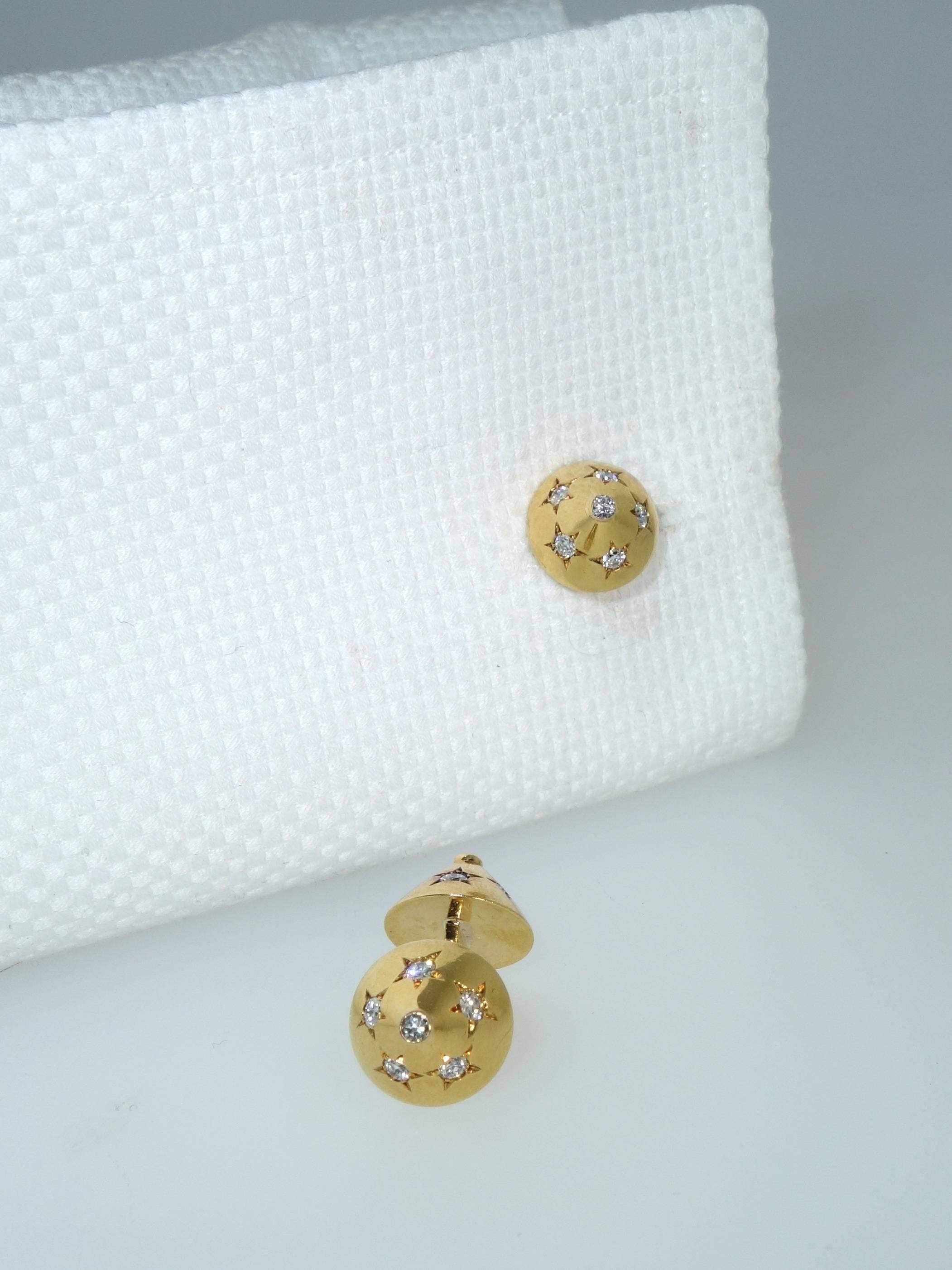 Retro Cartier Diamond Gold Cufflinks