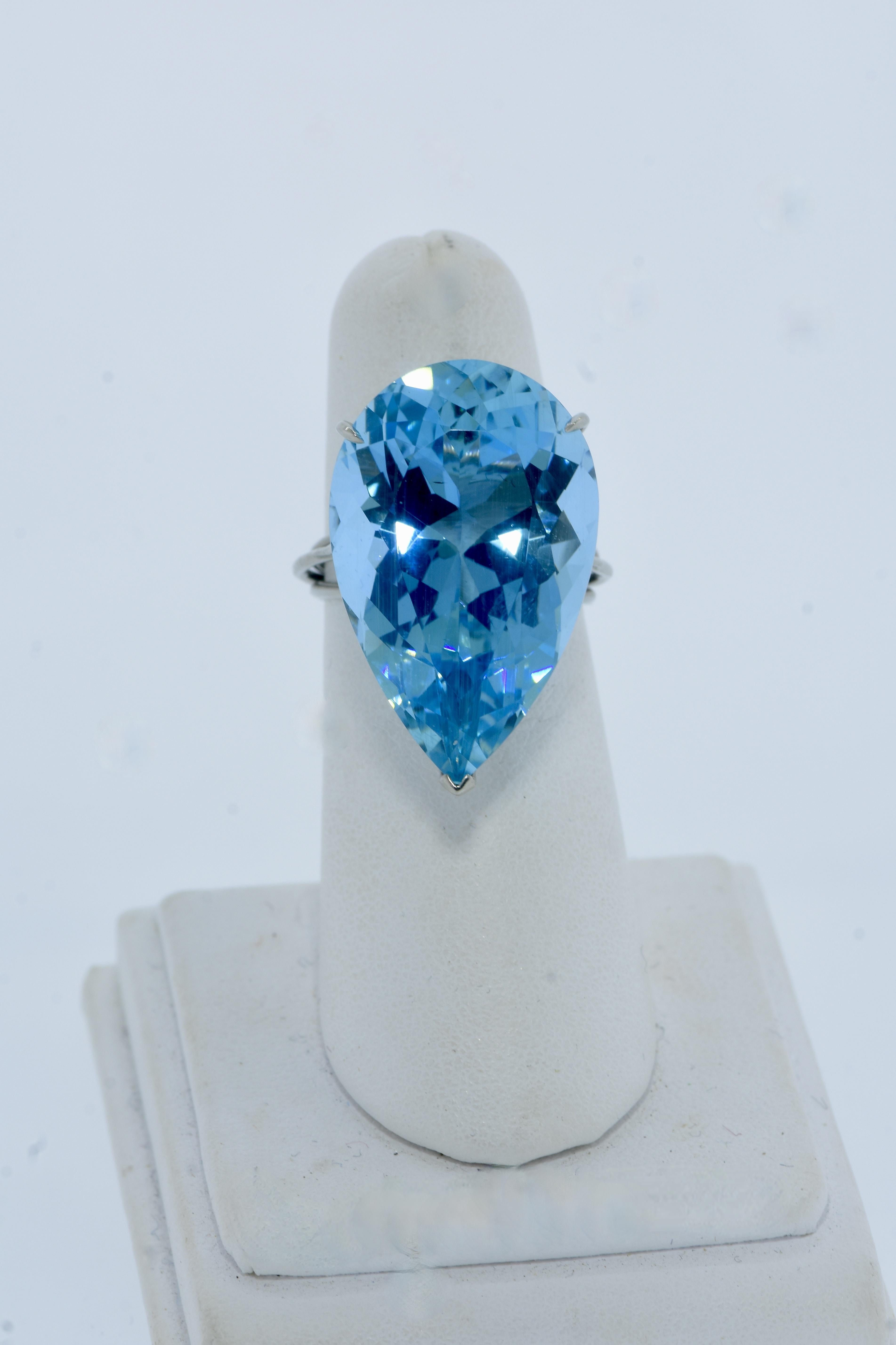 Contemporary Platinum and Fine 29.31 ct. Santa Maria Aquamarine Ring by Pierre/Famille