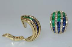 David Morris Sapphire Emerald Gold Earrings