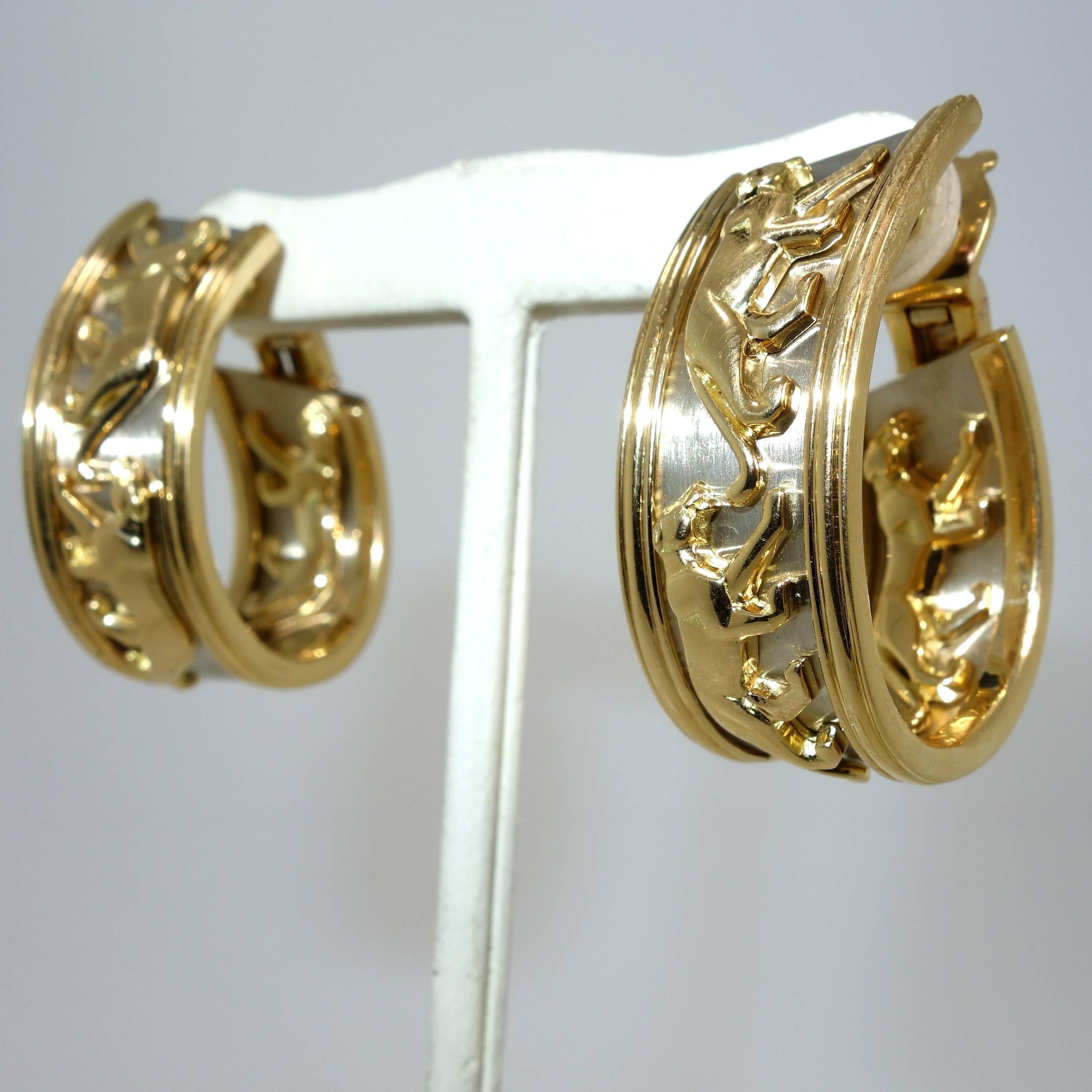 Cartier Gold Panthere Earrings In Excellent Condition In Aspen, CO