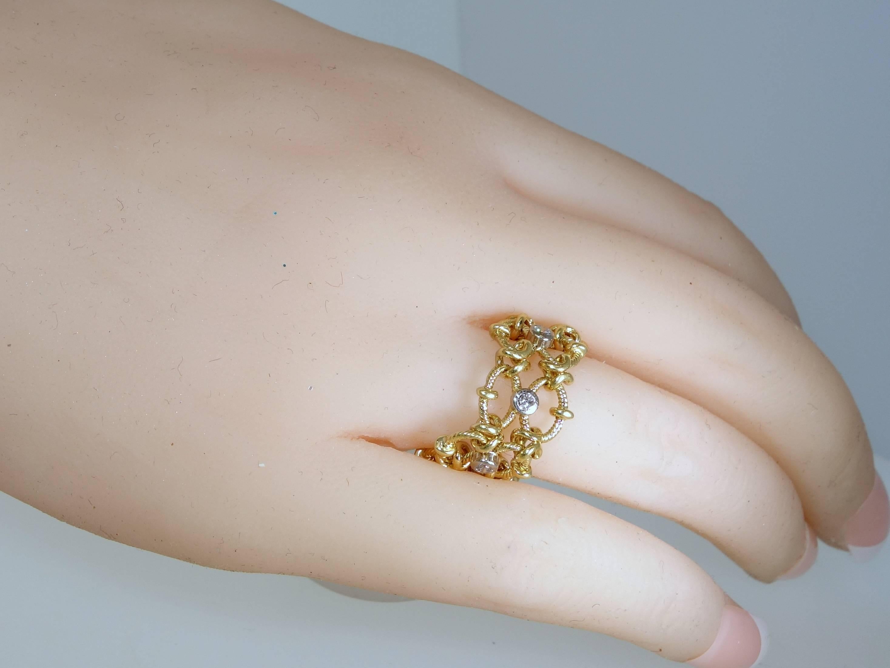 Women's or Men's 1990s Flexible Diamond Gold Ring