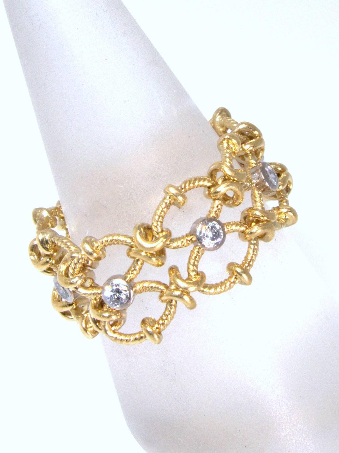 Contemporary 1990s Flexible Diamond Gold Ring