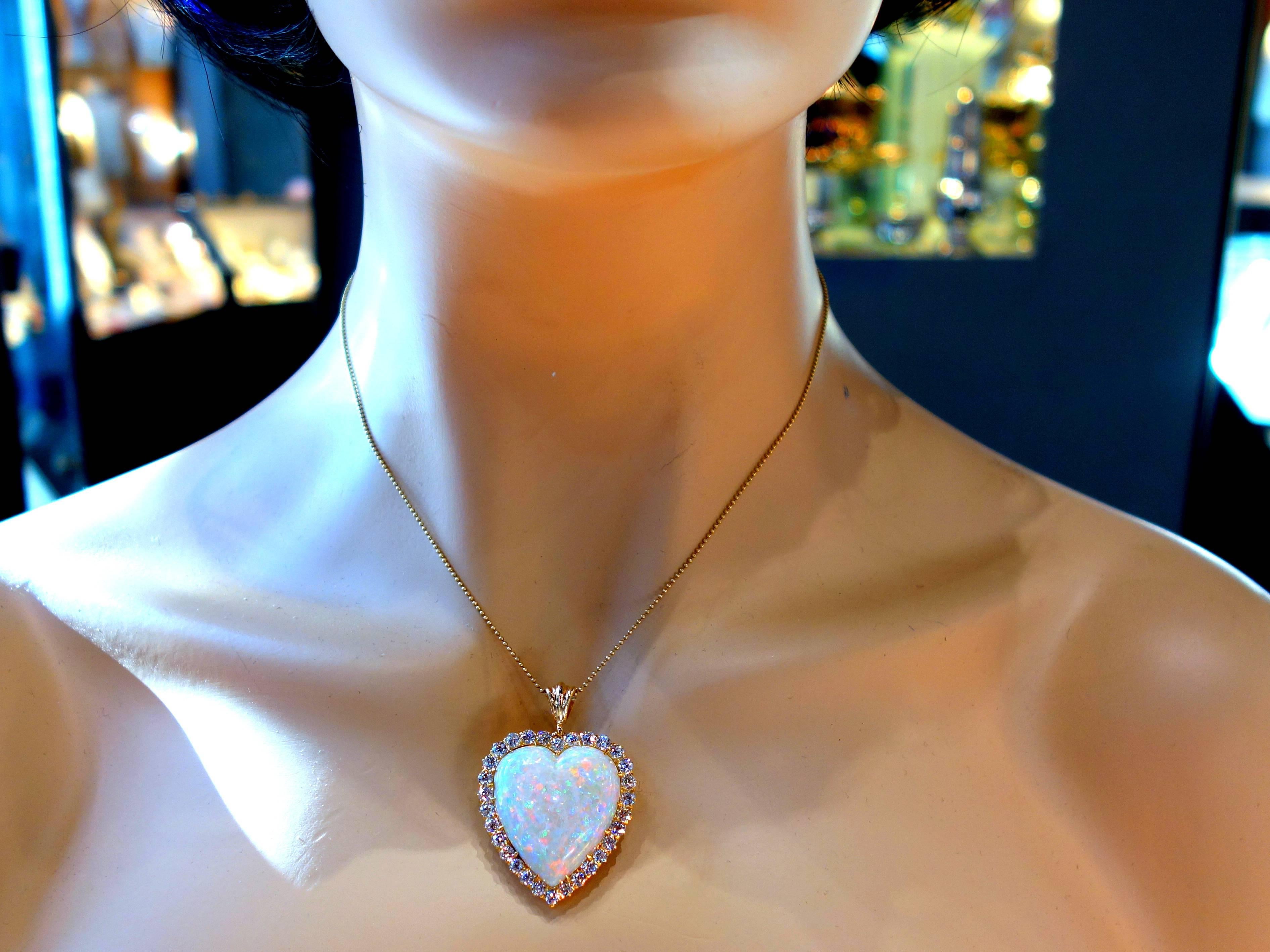 opal heart pendant