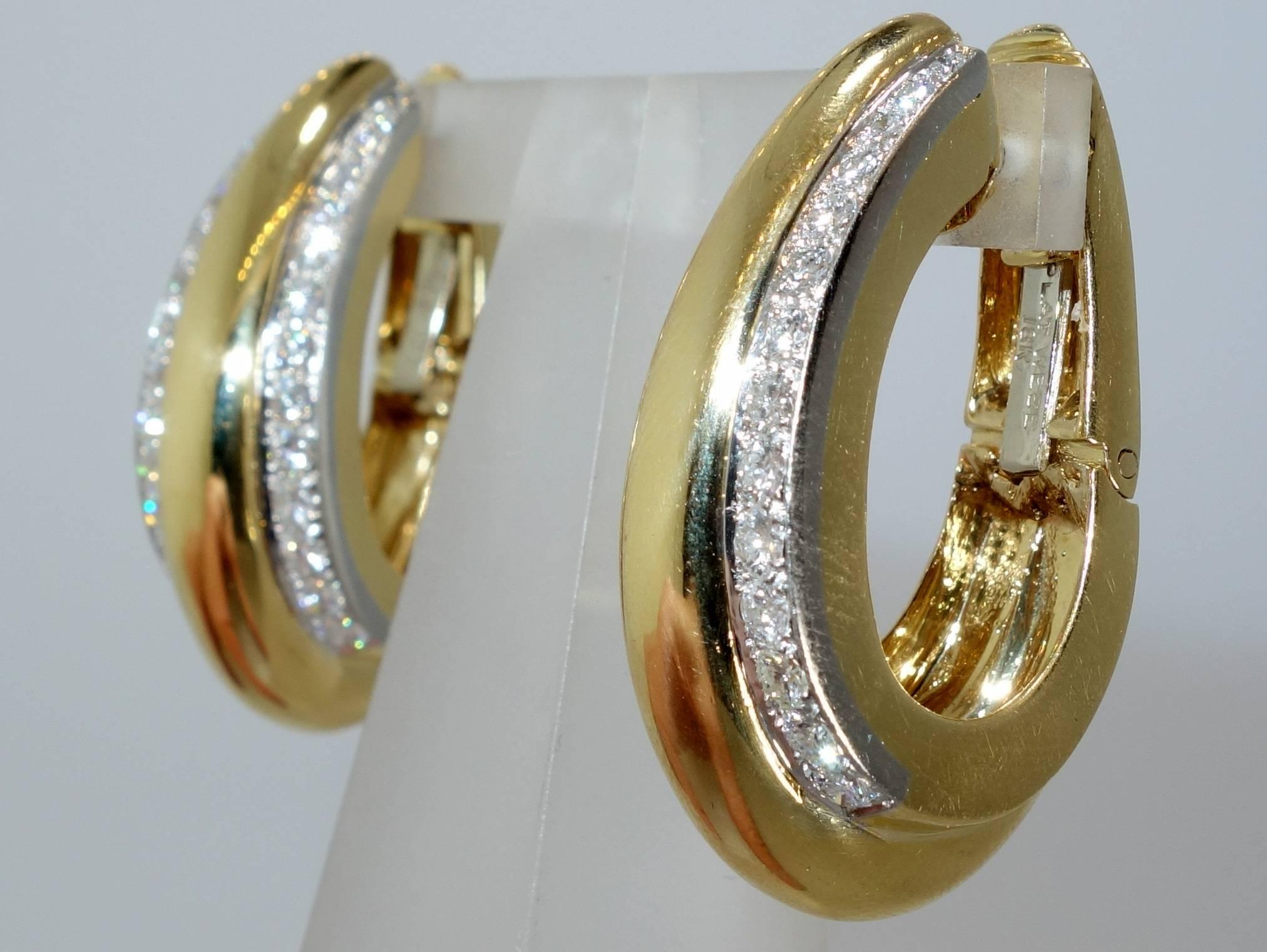 Contemporary David Webb Diamond Gold Platinum Earrings