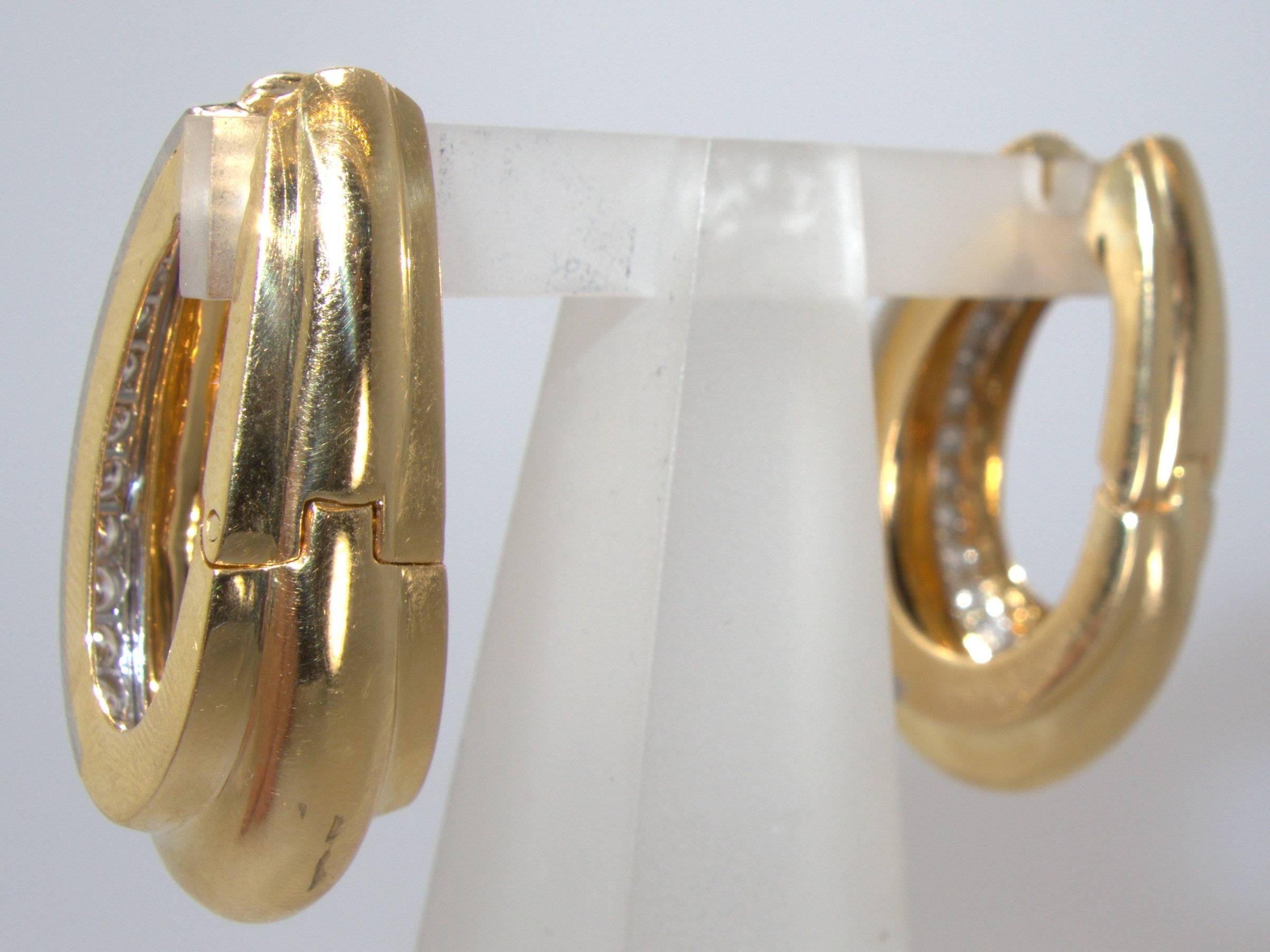 David Webb Diamond Gold Platinum Earrings In Excellent Condition In Aspen, CO