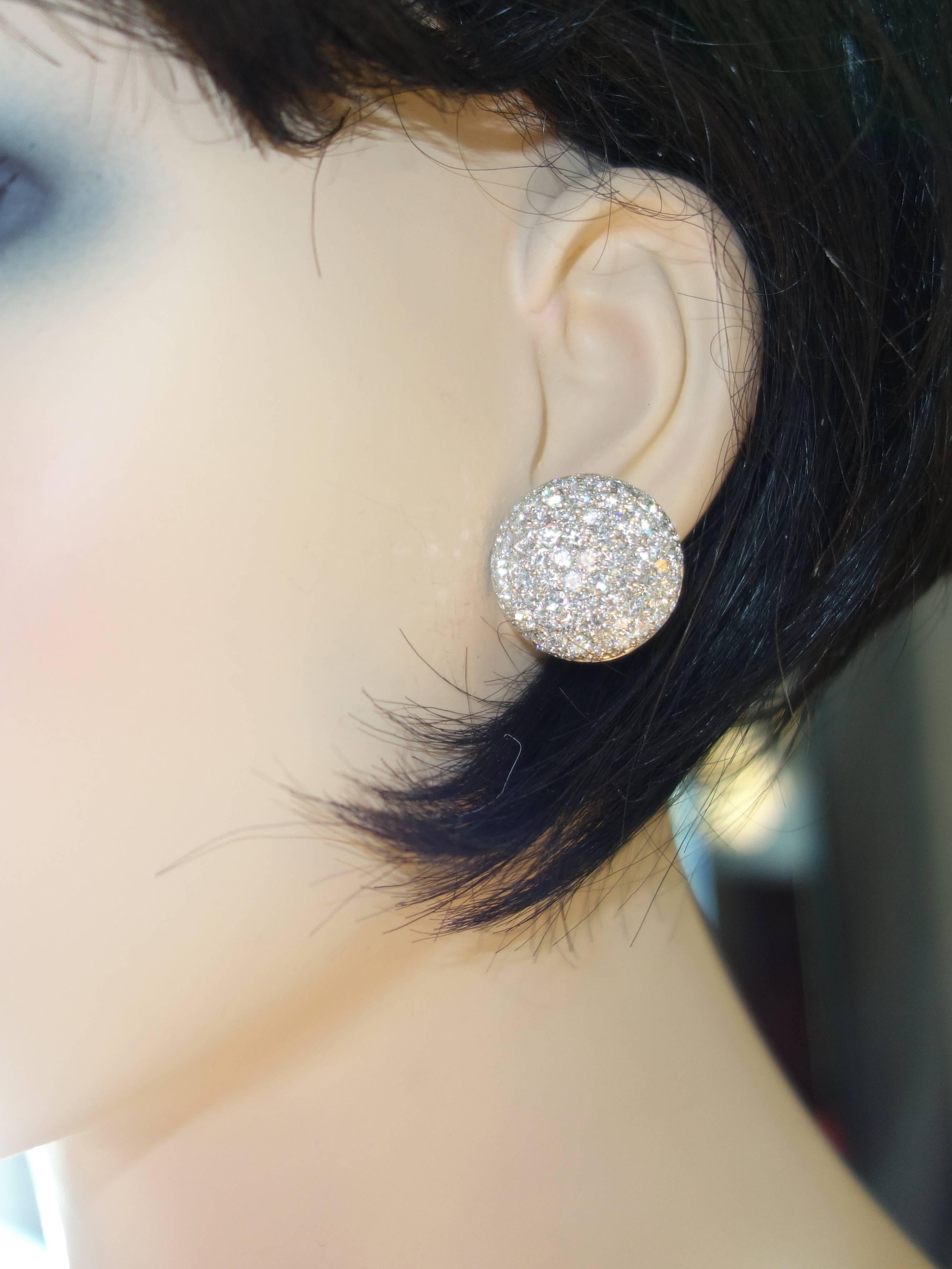 Contemporary Fine diamond Pave Gold earrings