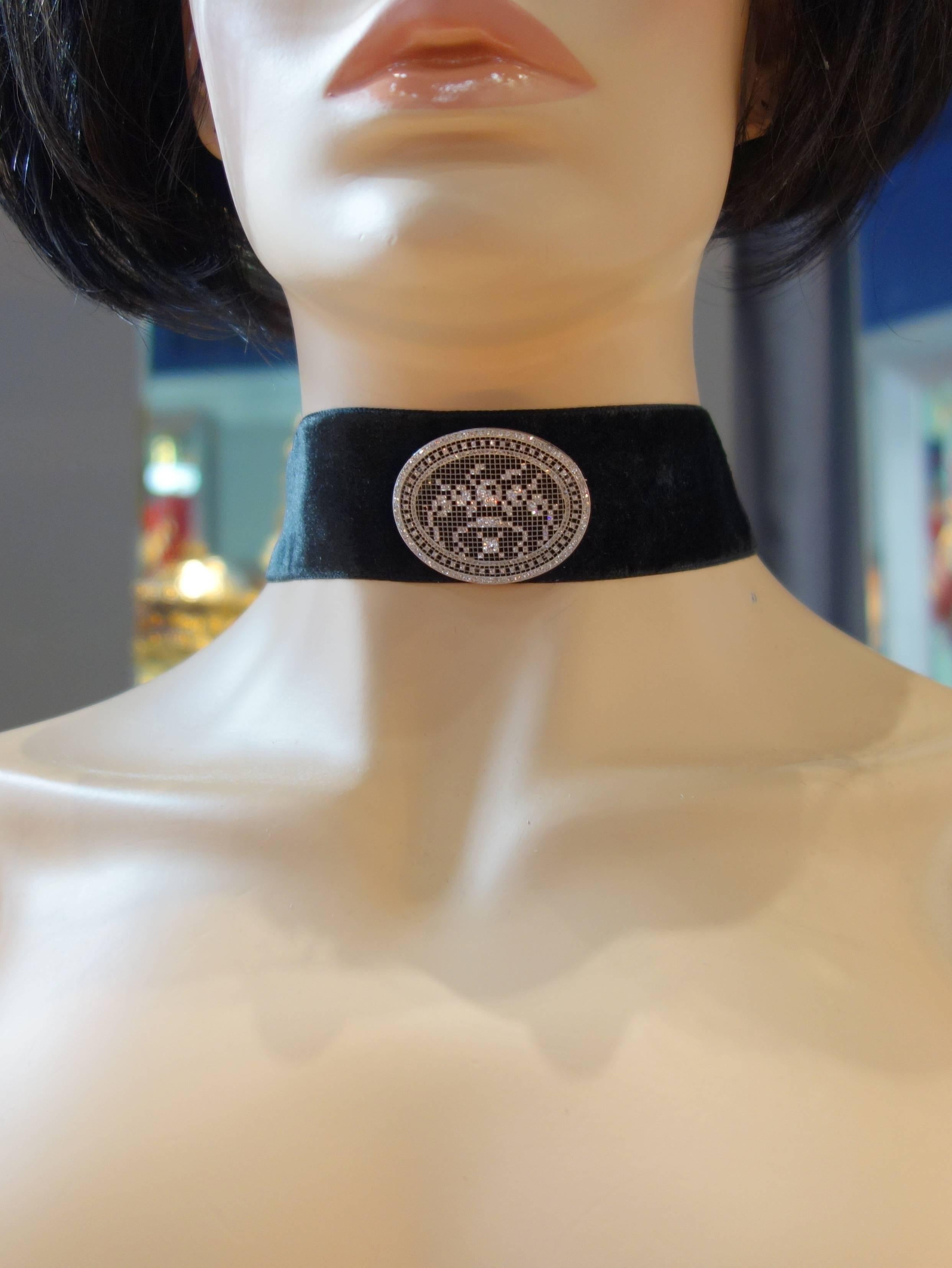 Edwardian diamond Platinum choker necklace In Excellent Condition In Aspen, CO