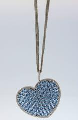 Large Topaz Diamond Gold  heart pendant