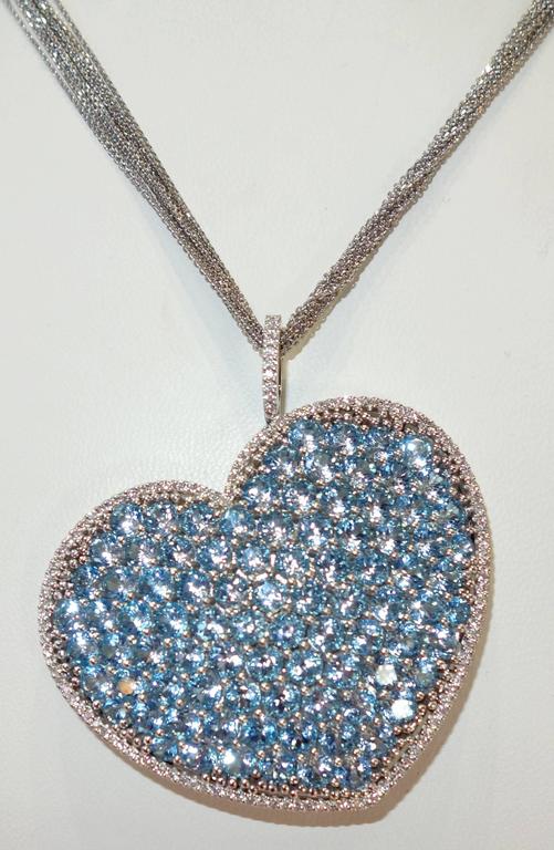 Large Topaz Diamond Gold heart pendant at 1stDibs