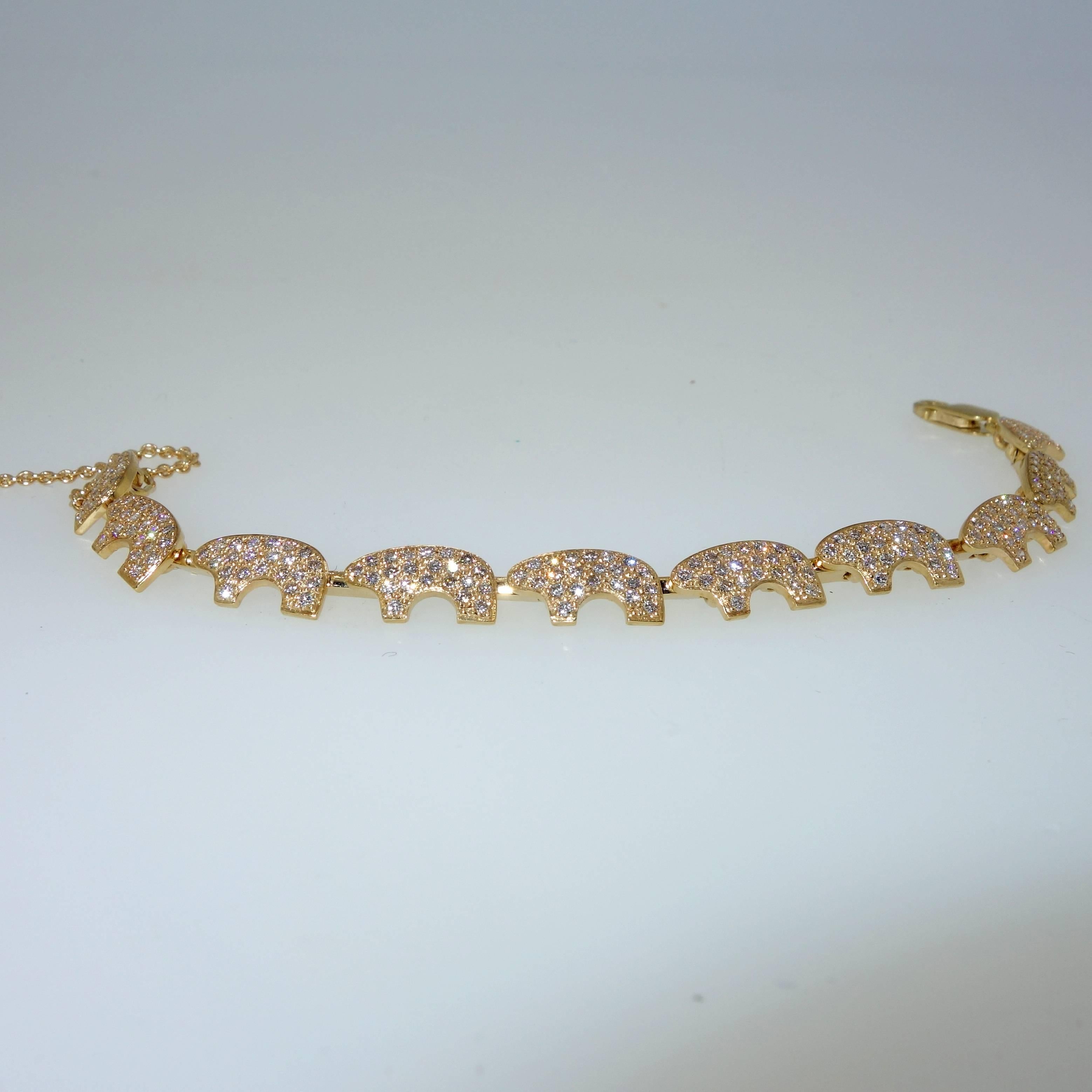 Contemporary Diamond Pave Bear Motif Gold Bracelet