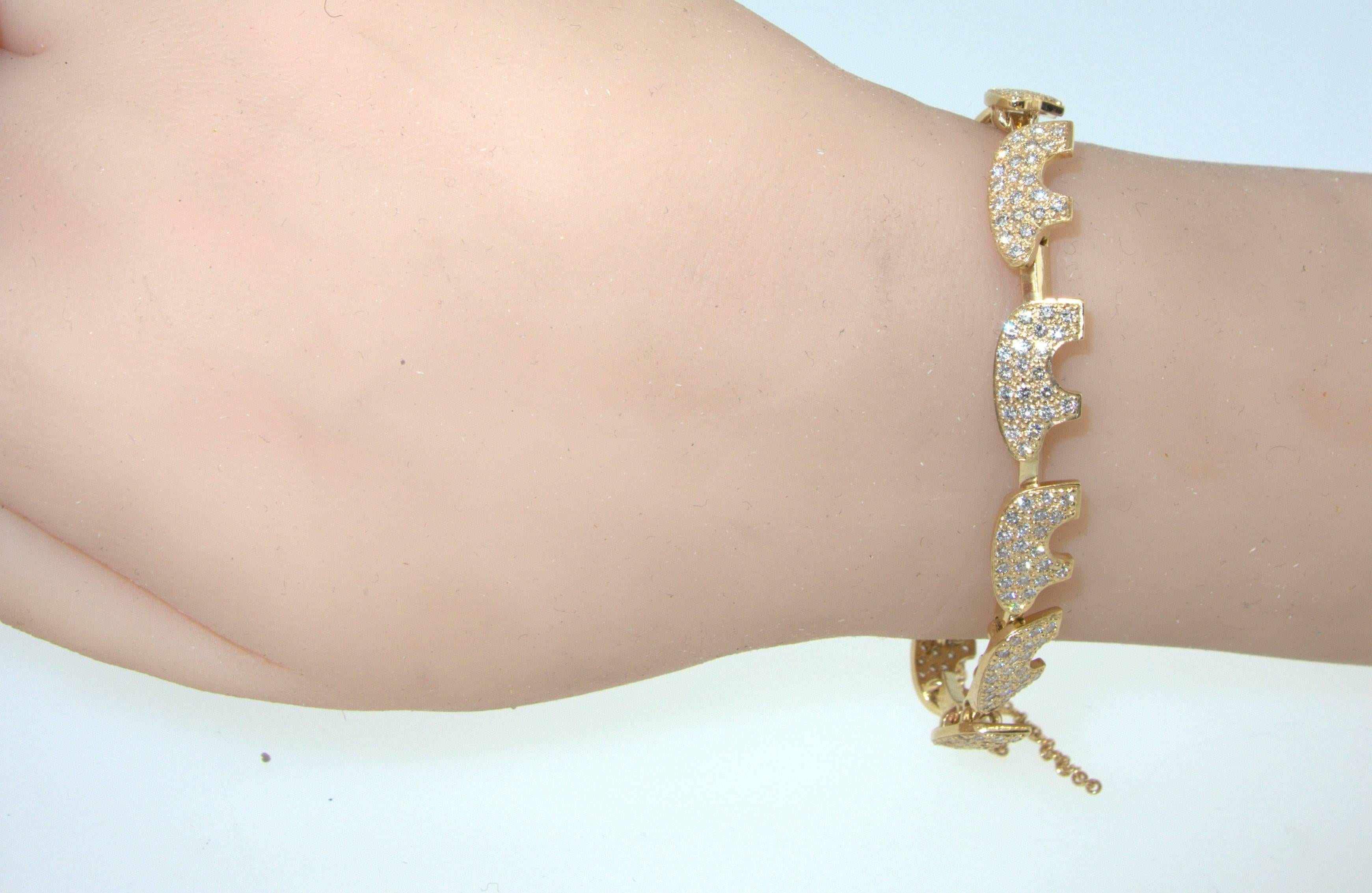 Women's Diamond Pave Bear Motif Gold Bracelet