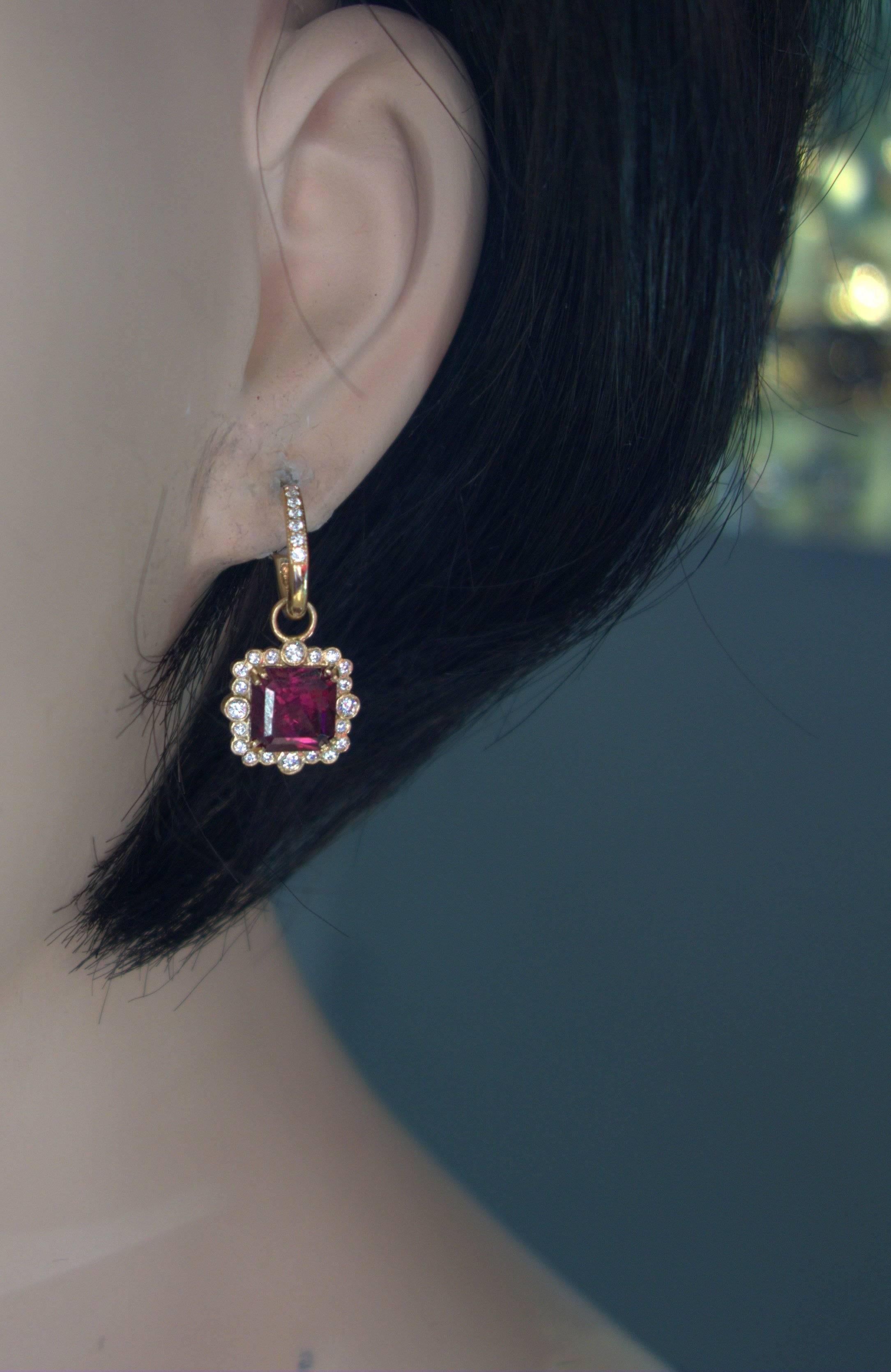 Versatile Rhodolite Diamond Gold Earrings 4