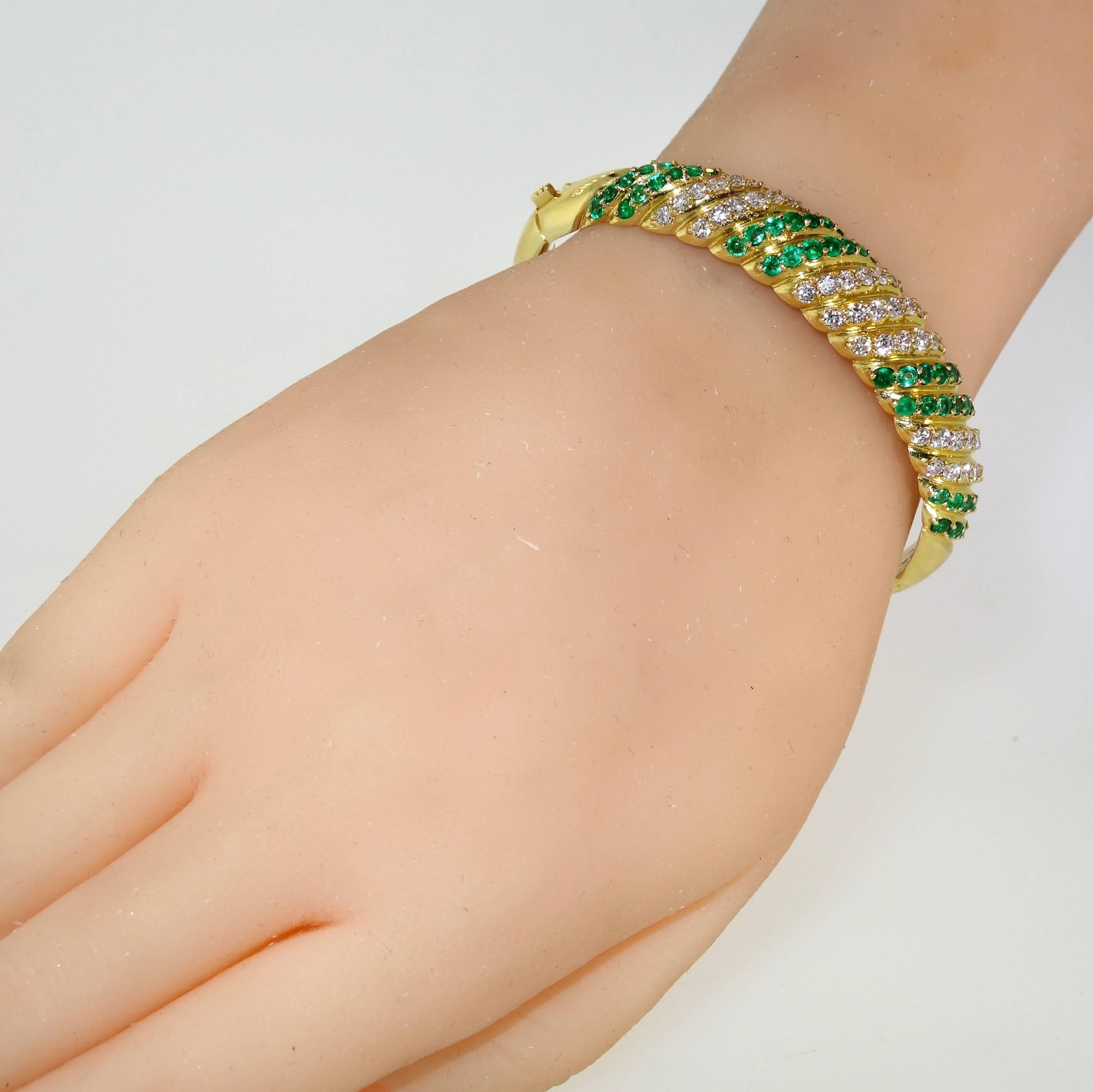 Women's Emerald Diamond Gold bangle bracelet