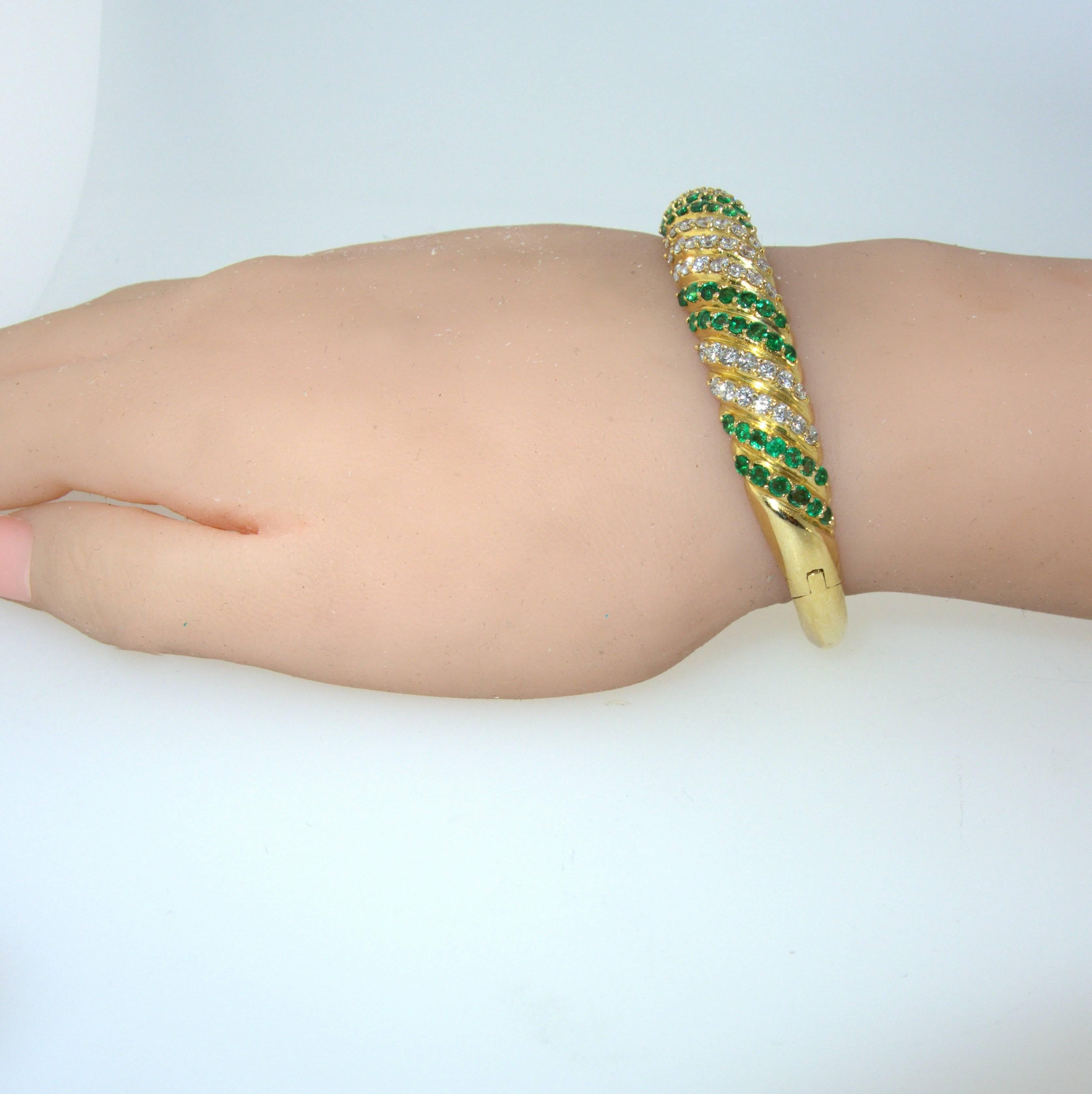 Emerald Diamond Gold bangle bracelet 1