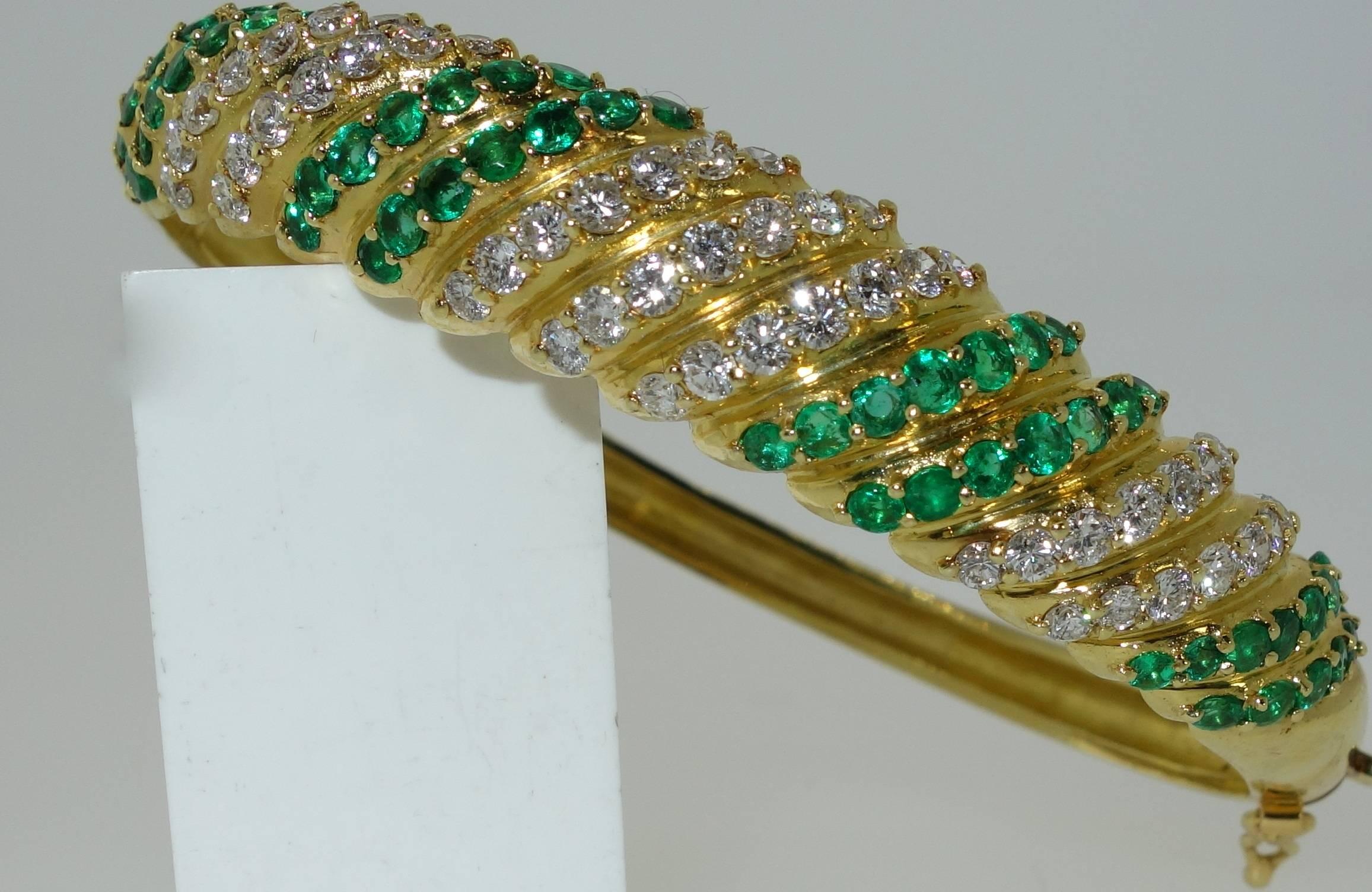 Emerald Diamond Gold bangle bracelet 2