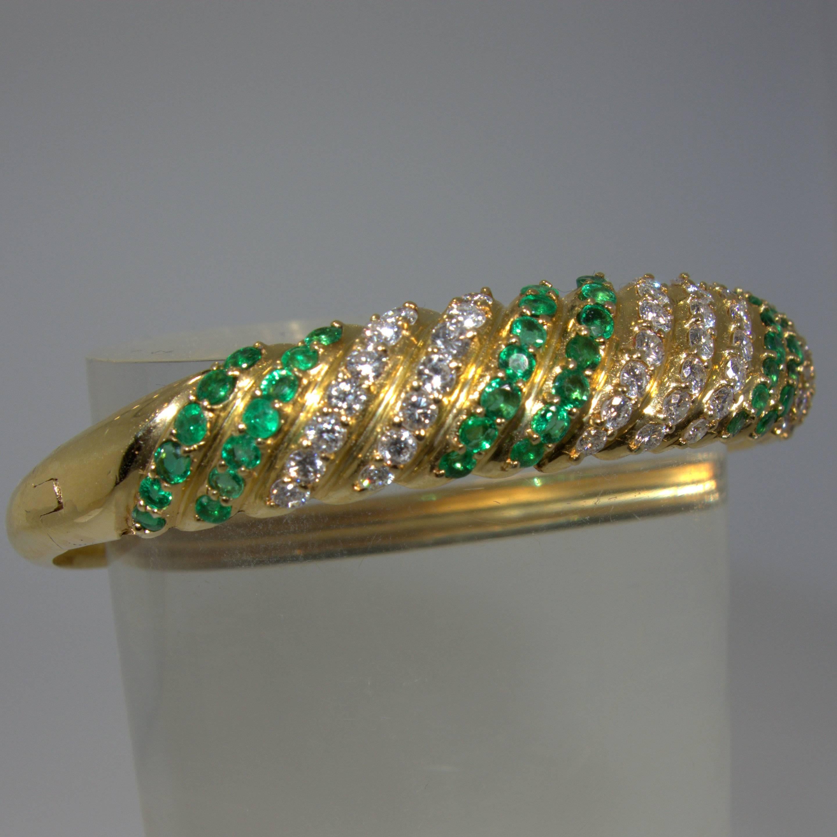 Emerald Diamond Gold bangle bracelet 3