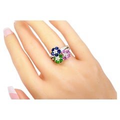 Le Vian Sapphire, Tsavorite and Diamond Fine White Gold Contemporary Ring