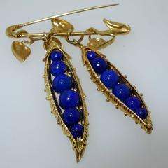 Schlumberger for Tiffany & Co. Lapis Lazuli Sweet Pea Pod Brooch