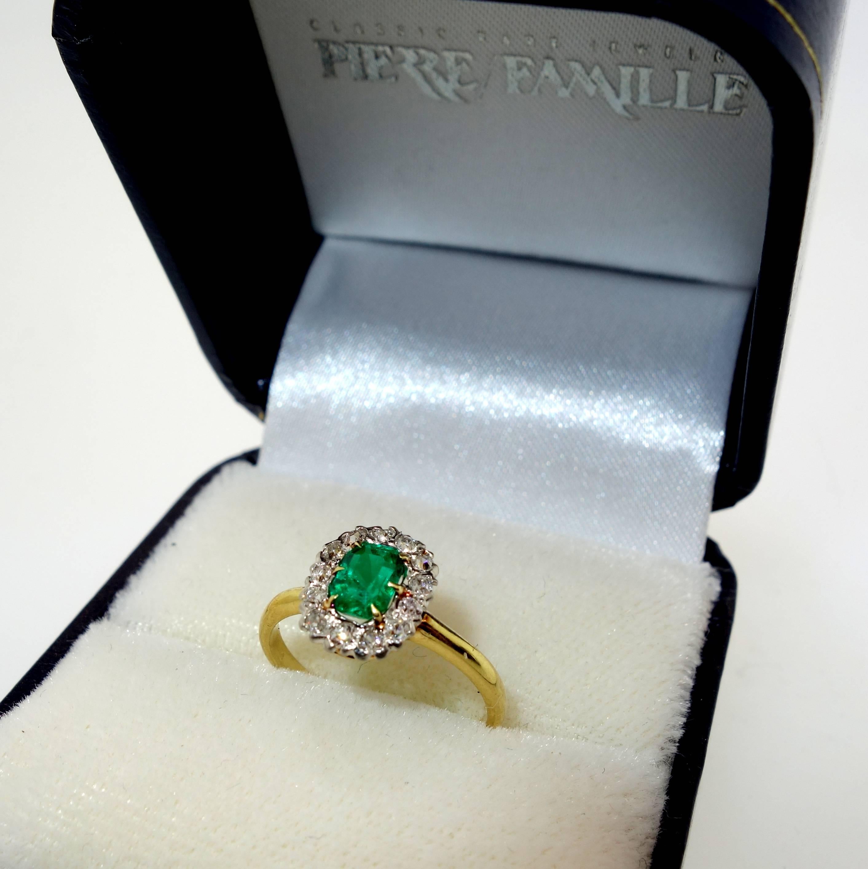 Late Victorian Antique emerald and diamond ring