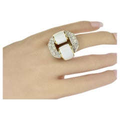 David Webb Ring Enamel, 18K, Platinum, signed & with a David Webb Certificate