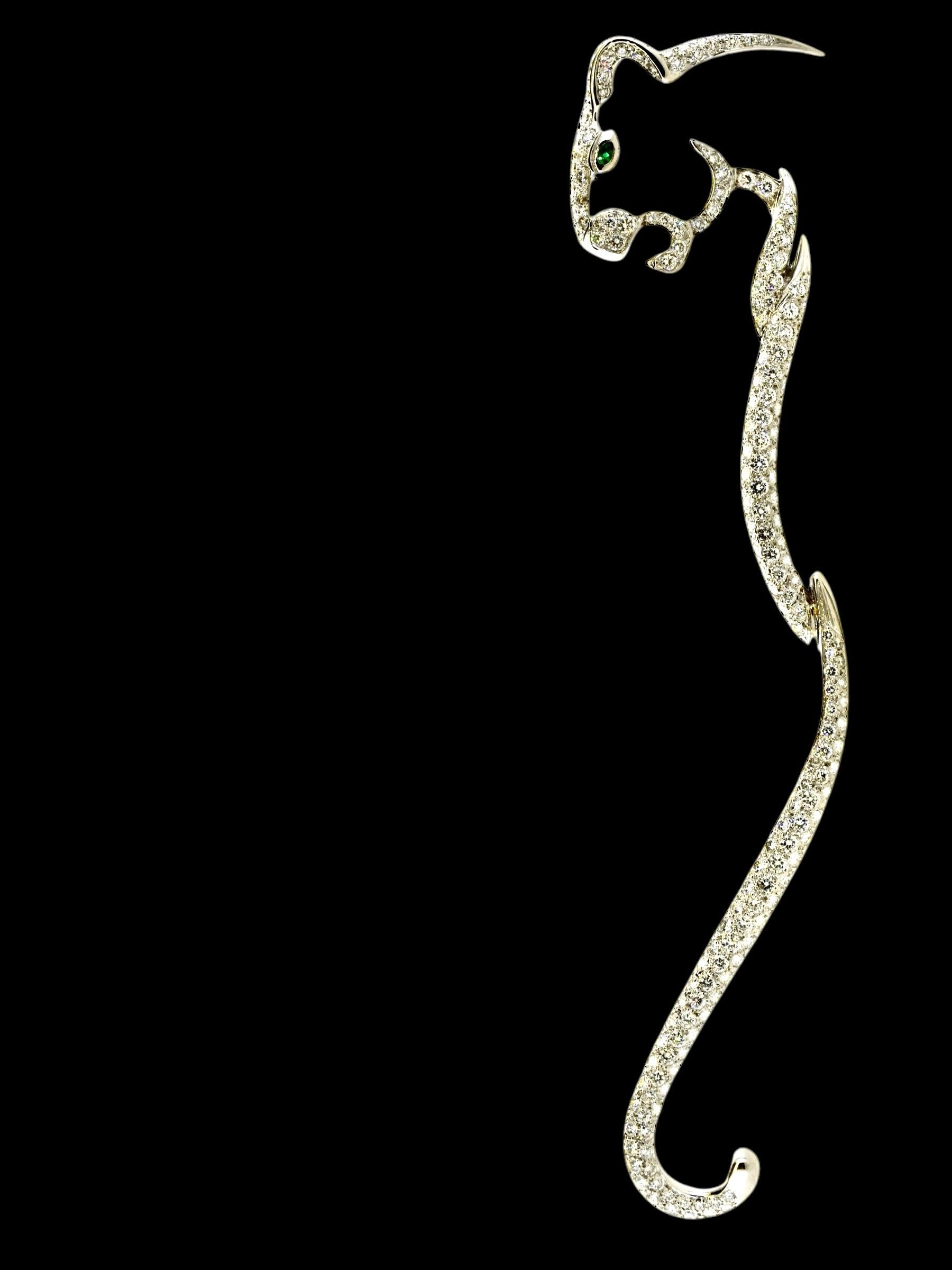 Dramatic and Rare 5 1/2 inch Long Diamond Silhouette Brooch, Asprey London