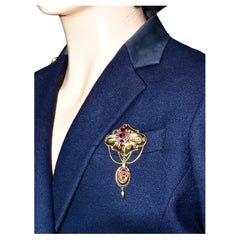 Antico ciondolo/spilla in granato, 1860 ca.