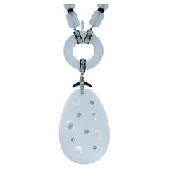 Platinum, 18K, Rock Crystal, Diamond and Onyx Vintage Sautoir.