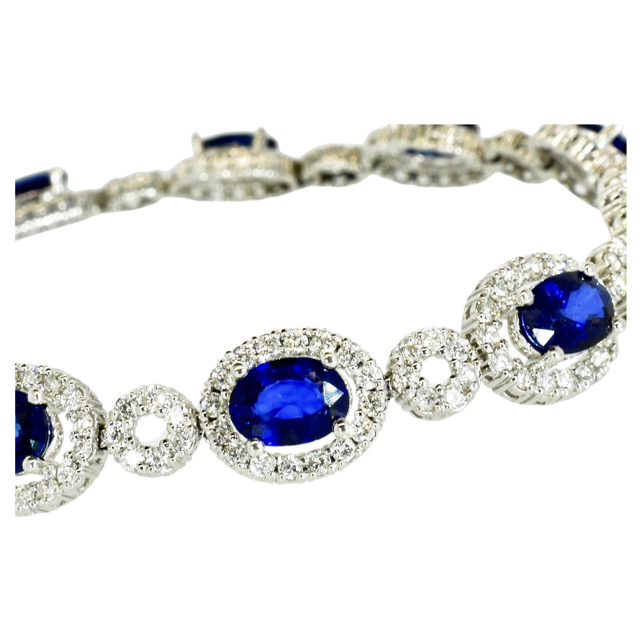 Feiner Saphir, 7 Karat, & Diamant 2,20 Karat. Weißgold Contemporary New Armband
