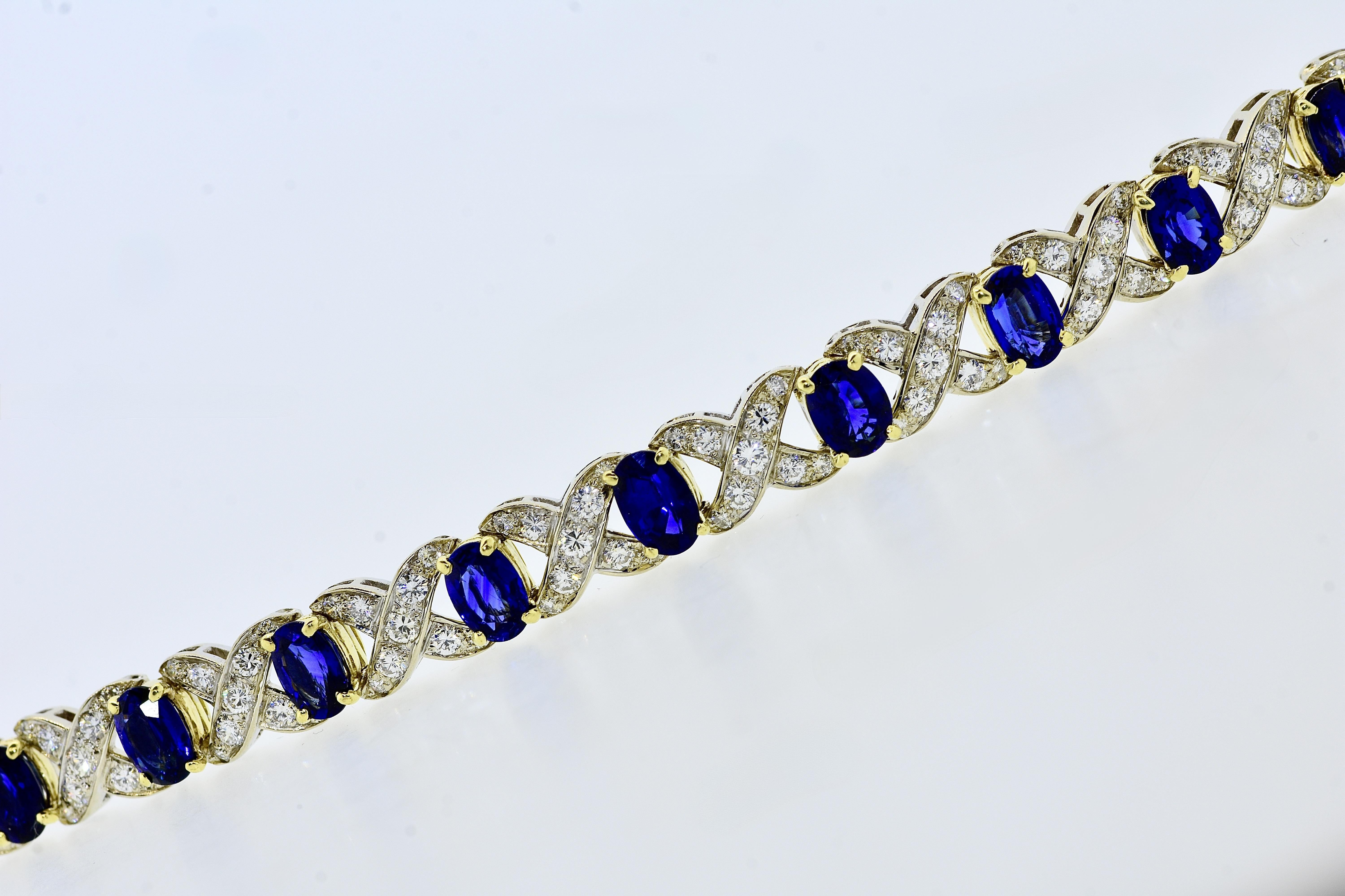 Superb Sapphire and Diamond Gold Contemporary Bracelet