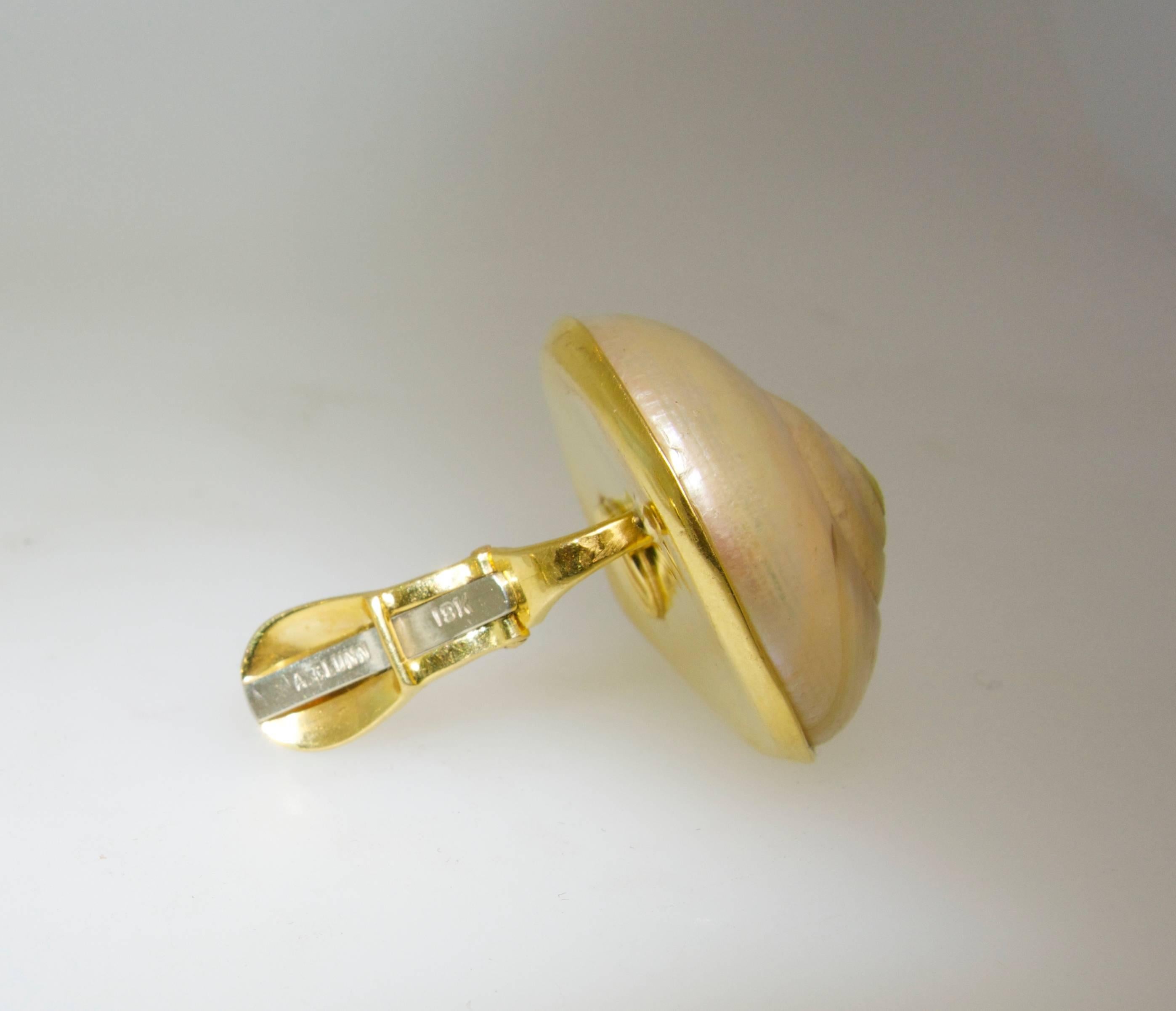 Andrew Clunn Unusual yellow gold Shell Earrings 1