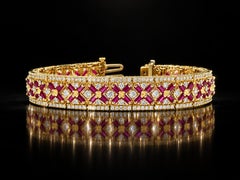 Burma-Rubin, von A.G.L. bewertet, und Vintage-Armband mit Diamantgliedern