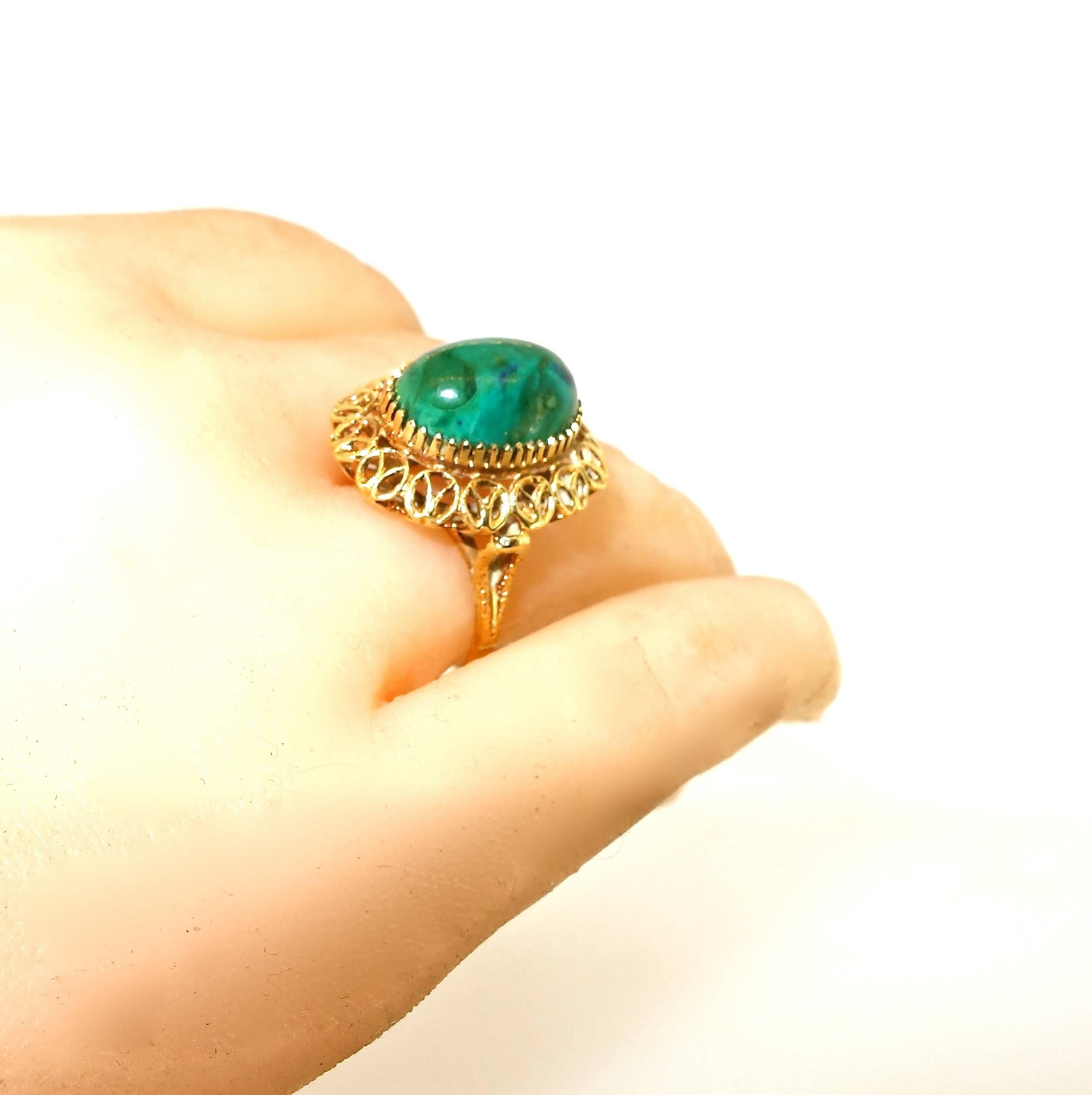 Malachite and Gold Ring In Excellent Condition In Aspen, CO