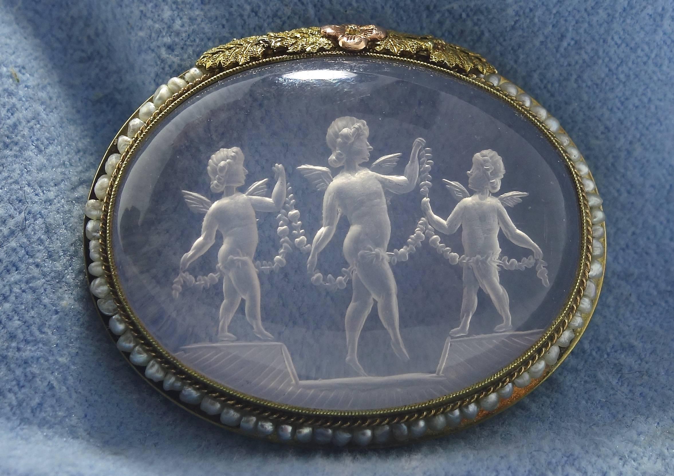 Neoclassical Antique Carving Brooch, circa 1890