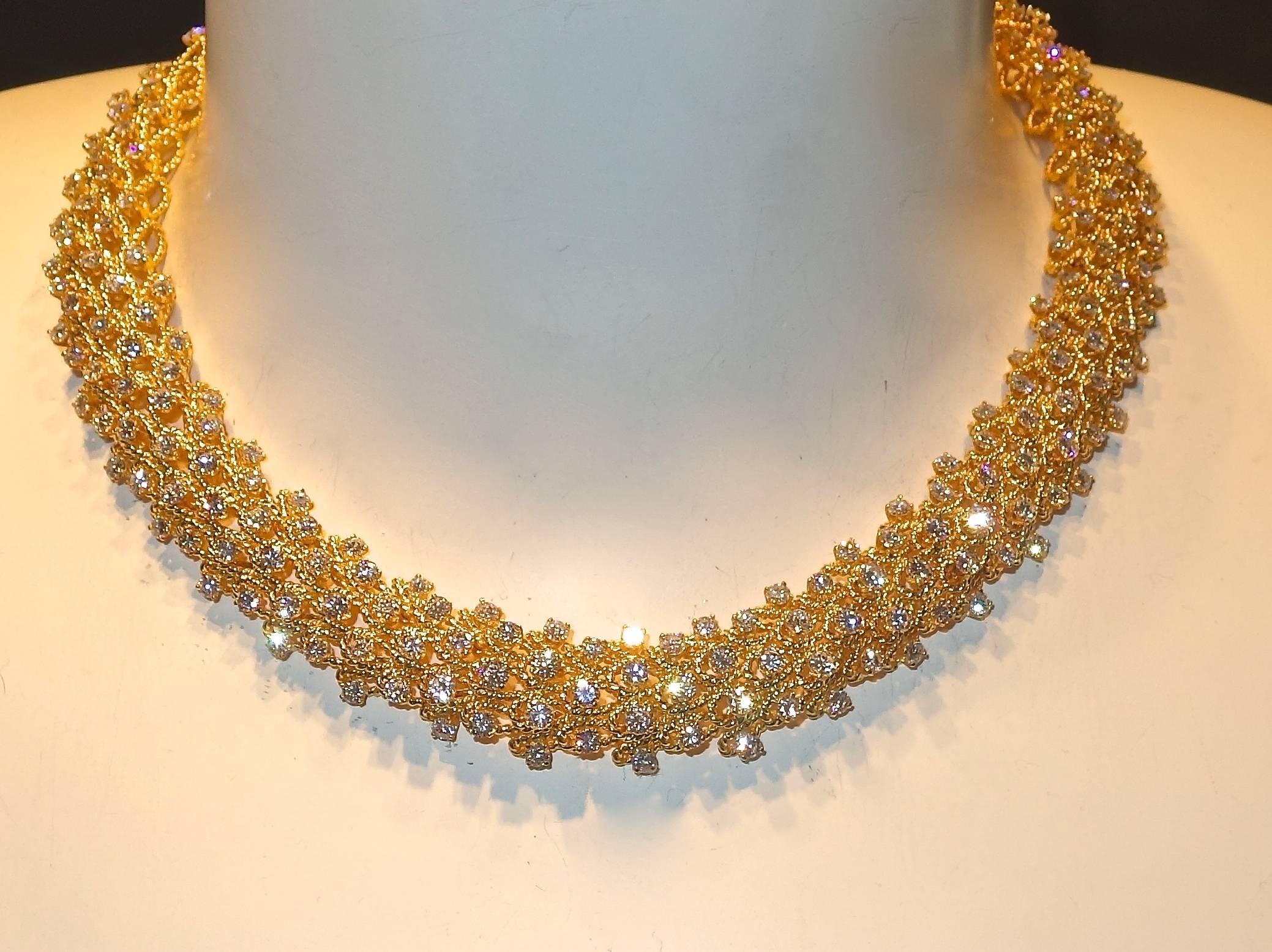gold and diamond florette wreath necklaces