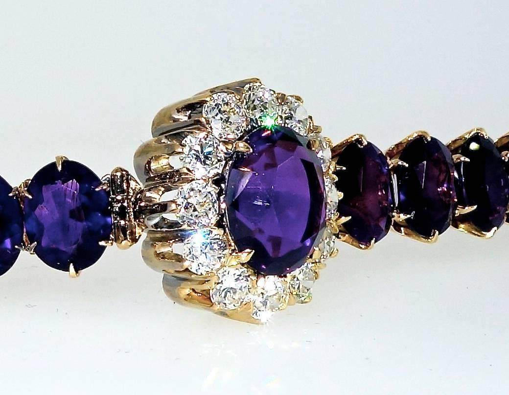 Victorian 19th Century Rare Siberian Amethyst and Fine Diamond Bracelet